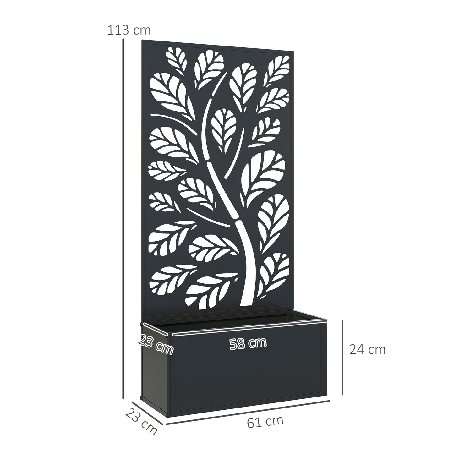 Outdoor Metal Planter, with Back Trellis