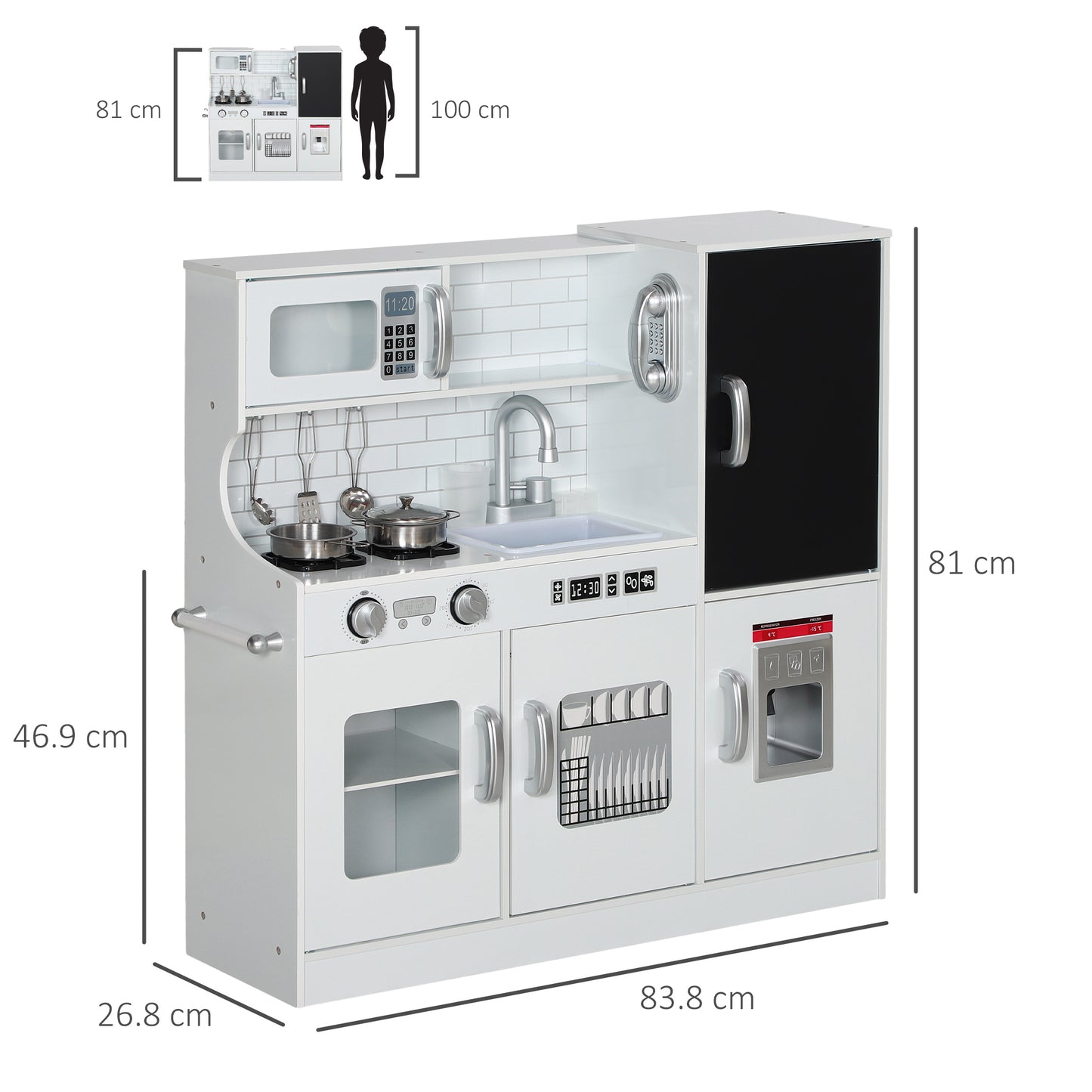 Pretend Play Kitchen, Kids Kitchen Playset, with Toy Phone