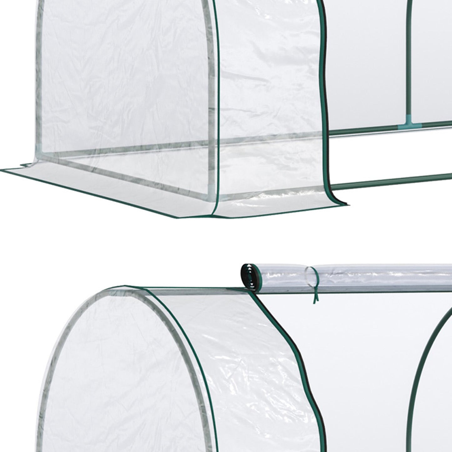 Set of 2 Tunnel Greenhouse, Green Grow House with Roll-up Door