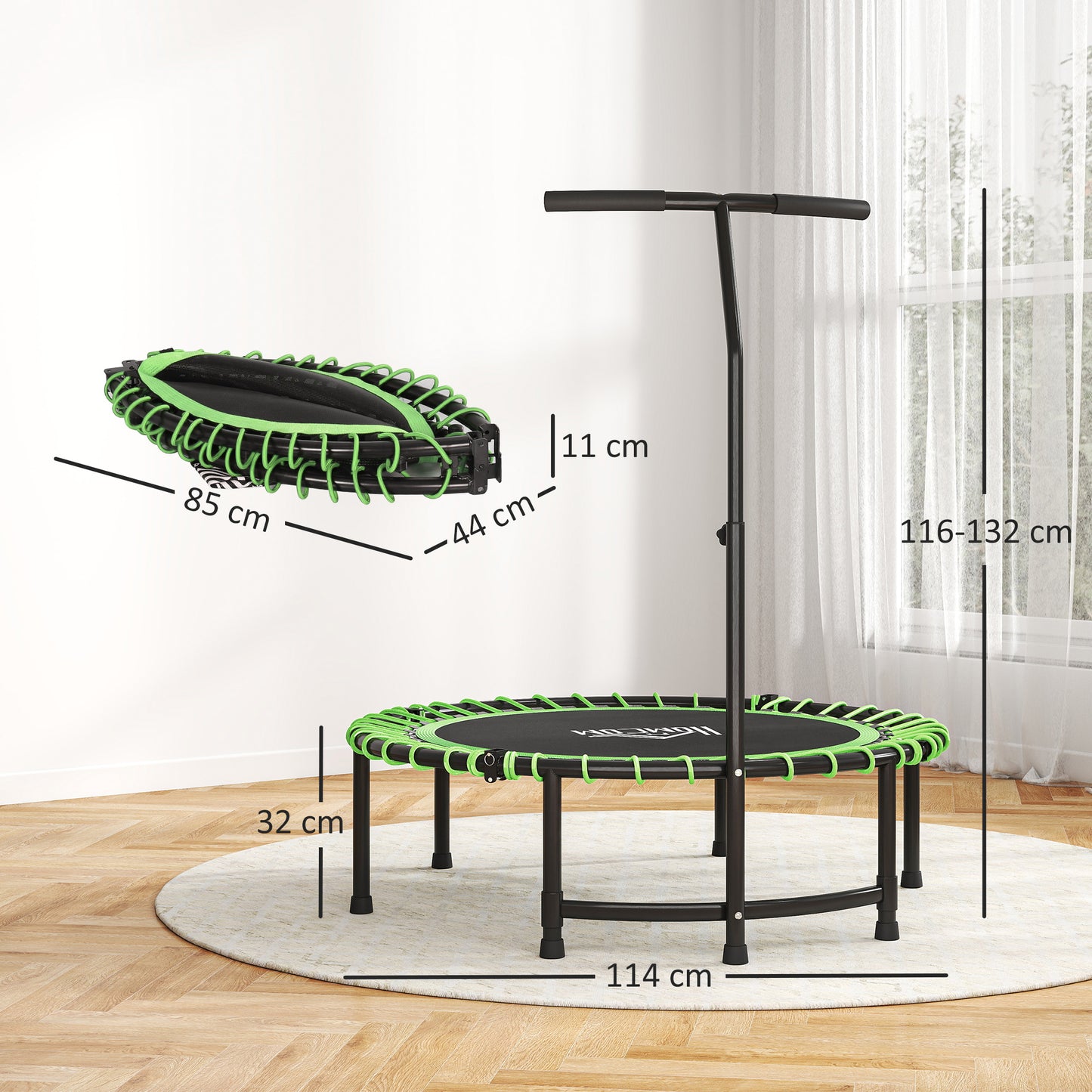 Mini Round Steel Frame Trampoline w/ Adjustable Handle