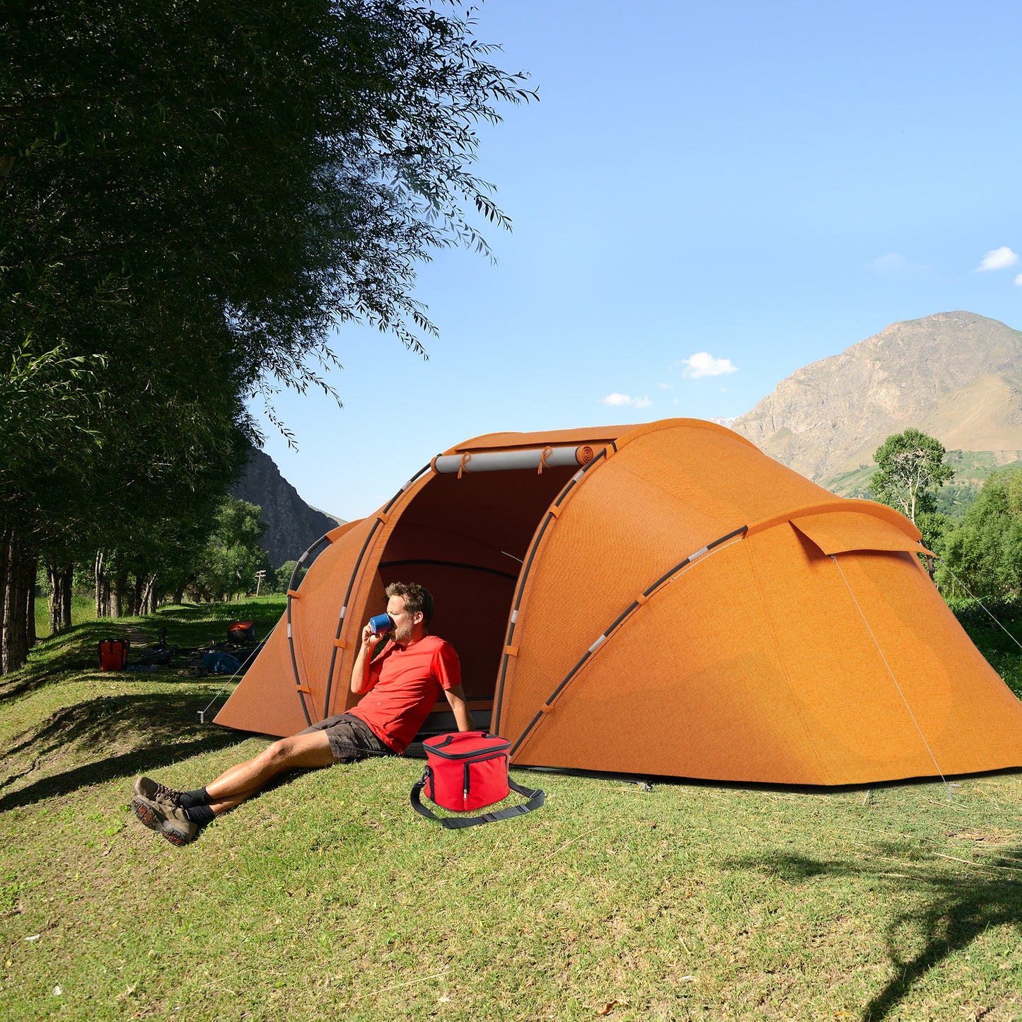 4-6 Man Camping Tent with Living Area and 2 Bedrooms
