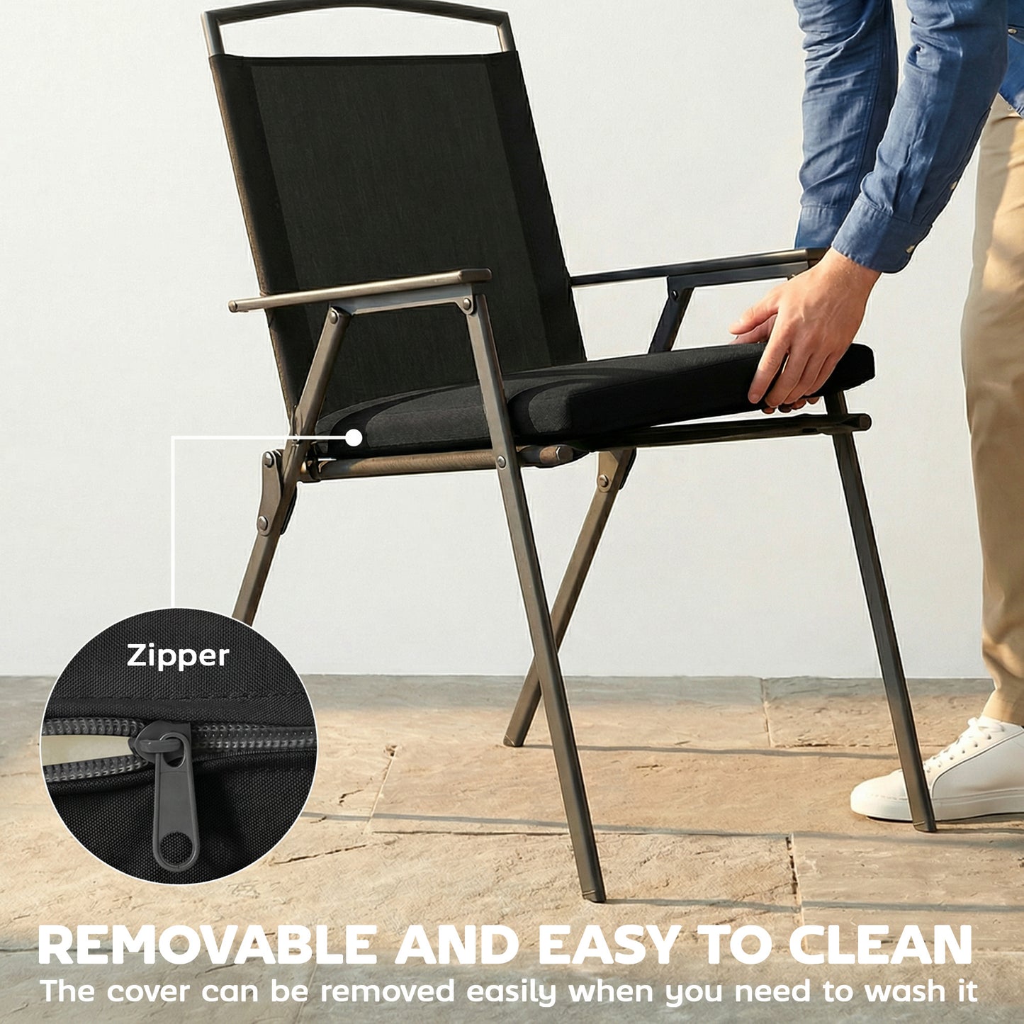 Outdoor Seat Cushions Set of 2 with Ties, Waterproof Garden Seat Pads