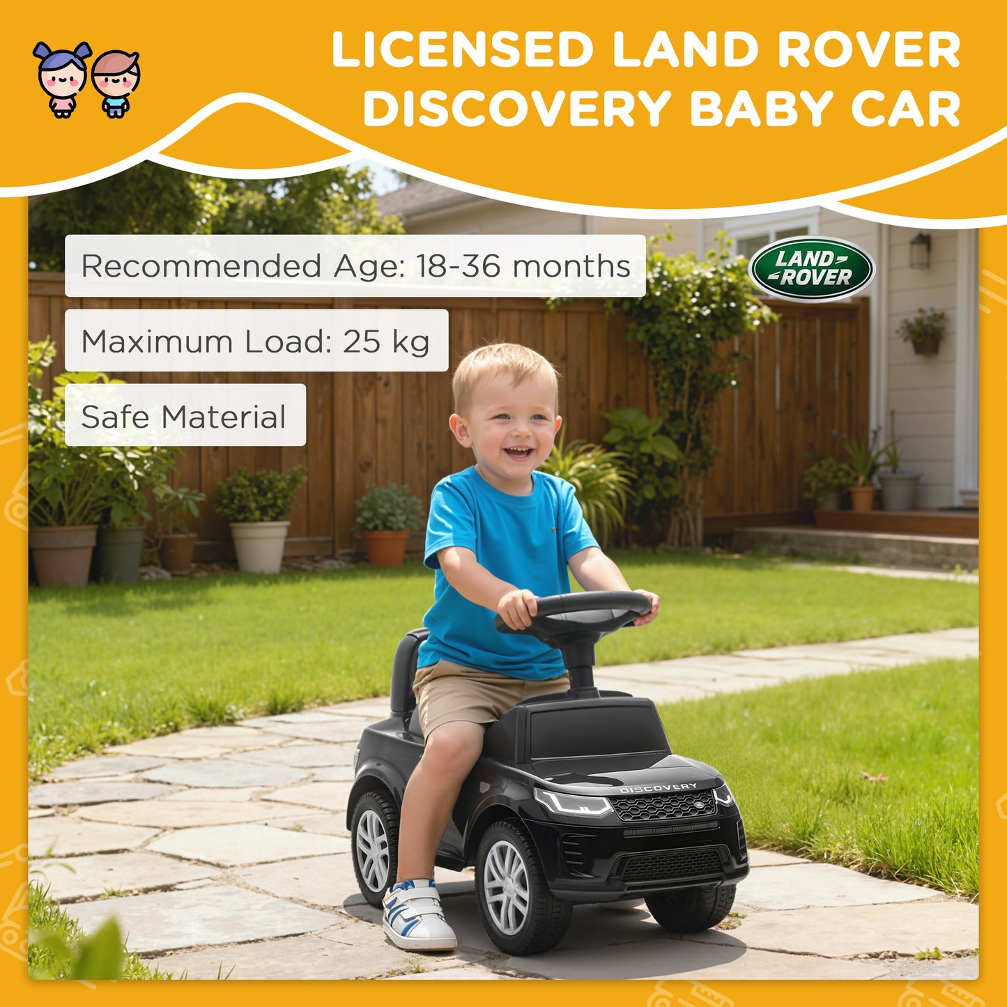 Land Rover Licensed Toddler Ride on Car with Horn, Engine Sounds
