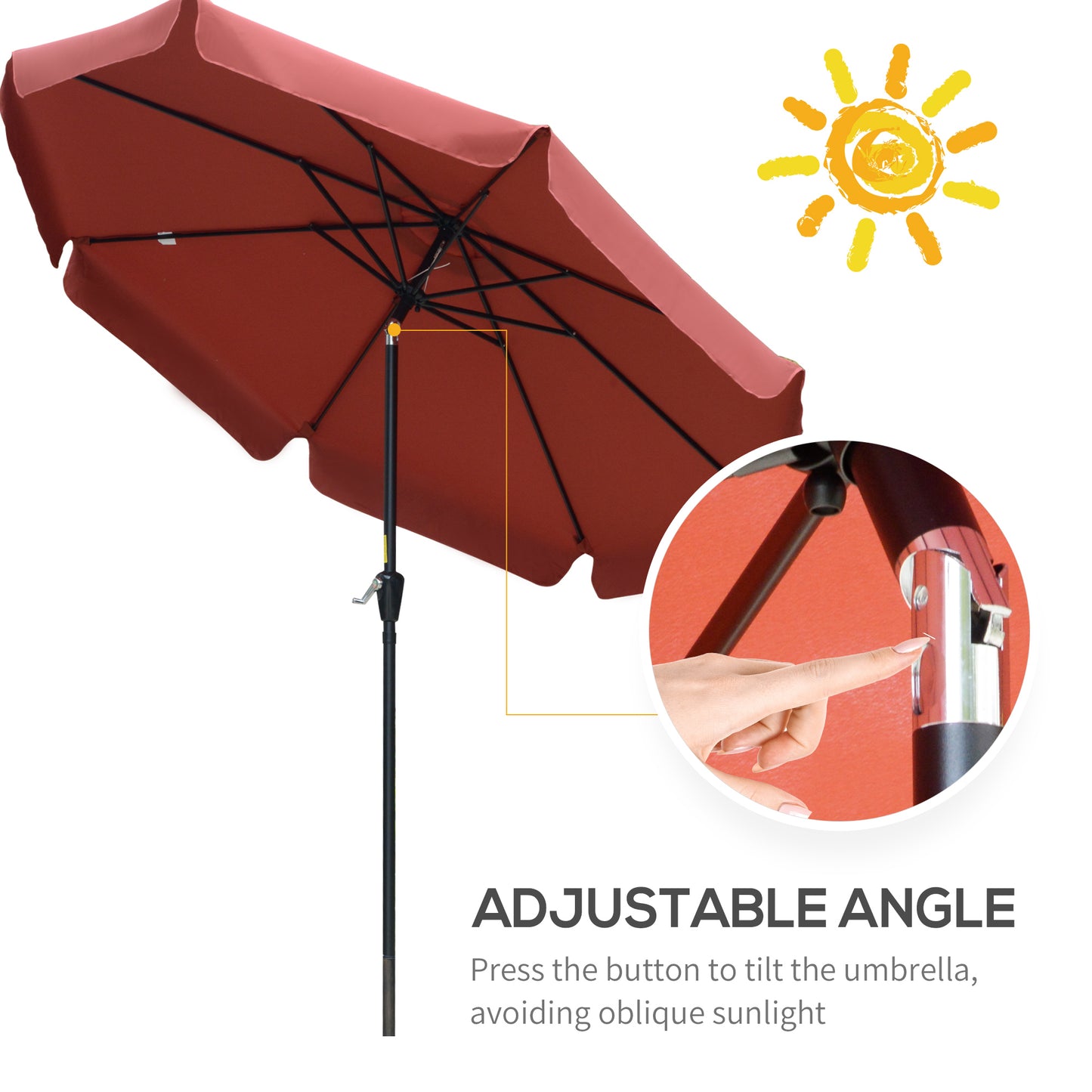2.7m Patio Parasol Garden Umbrellas Outdoor Sun Shade Table Umbrella