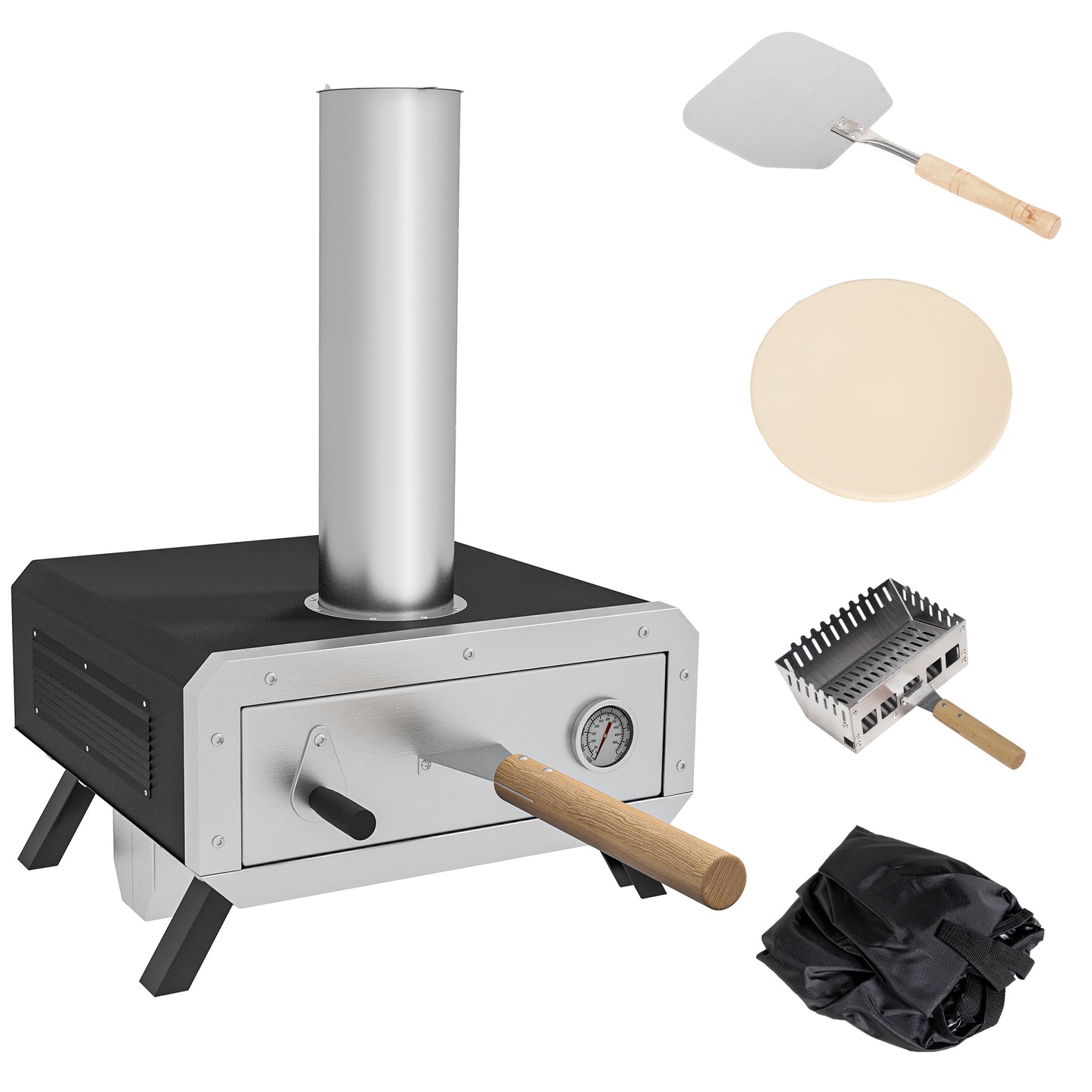 Portable Wood Pellet Pizza Oven with 12" / 30cm Rotating Pizza Stone