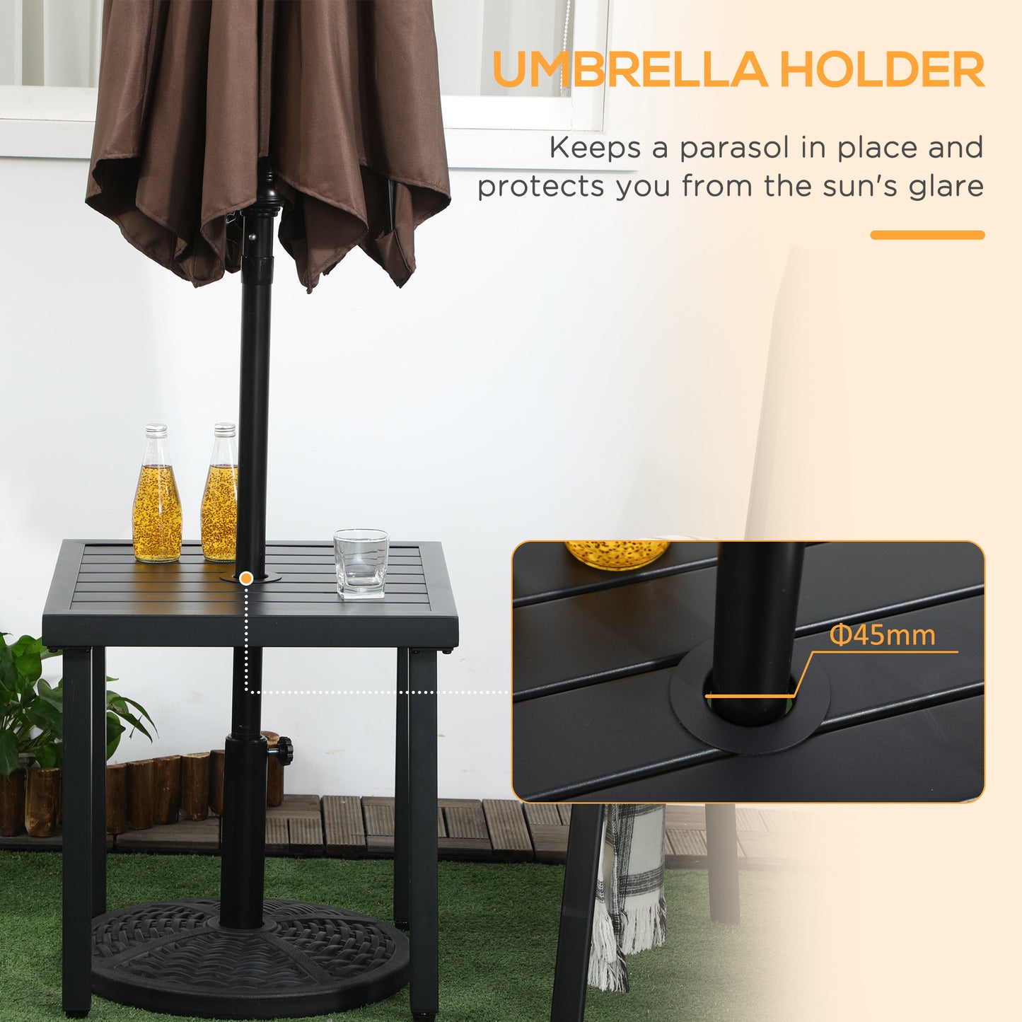 Garden Side Table End Table Patio Coffee Table with Umbrella Hole