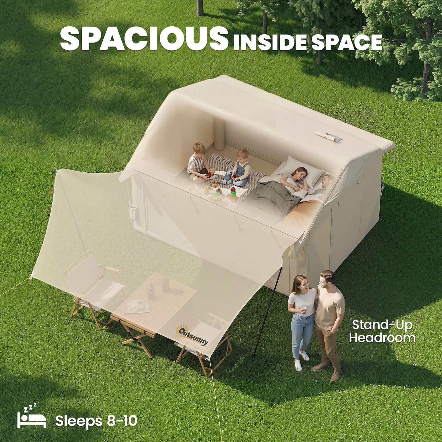 Inflatable Tents Waterproof Glamping Tent with Stove Jack