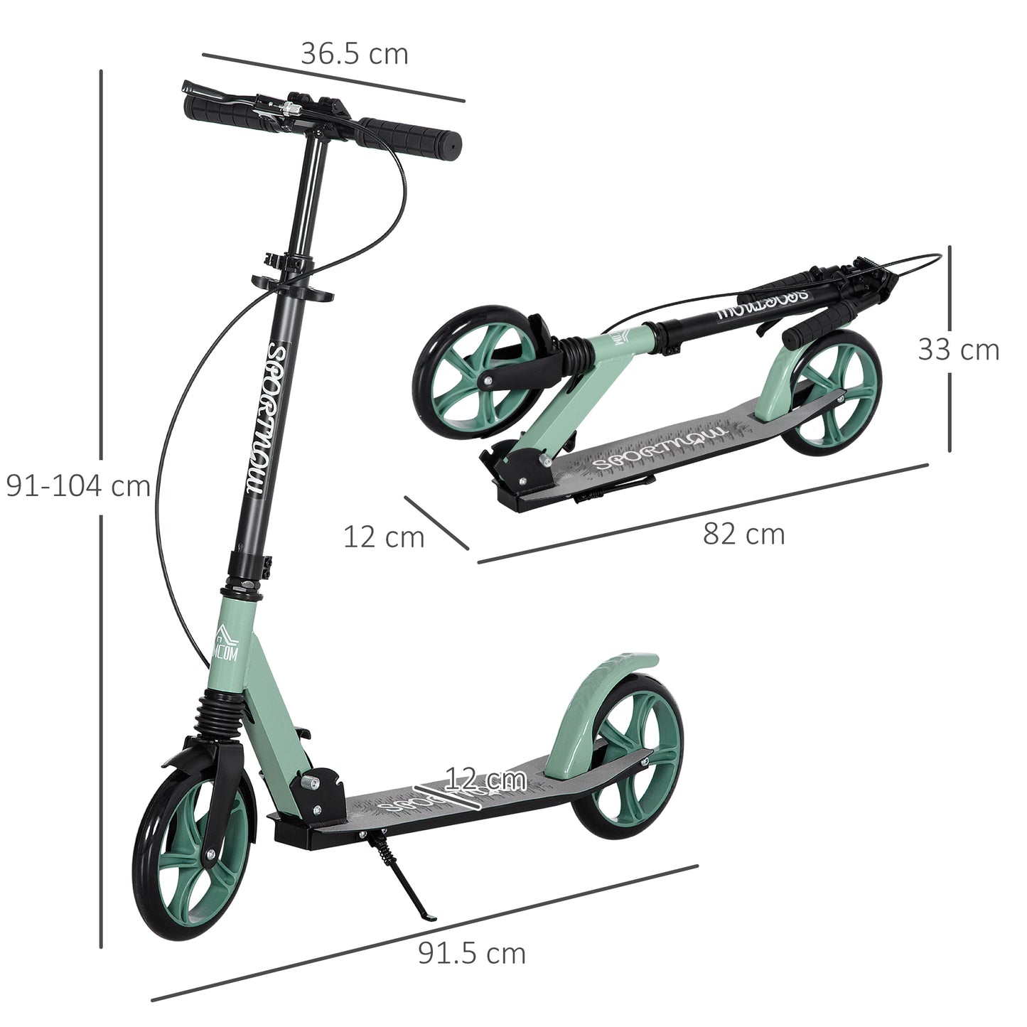 One-click Folding Kick Scooter for 14+ w/ Adjustable Handlebar