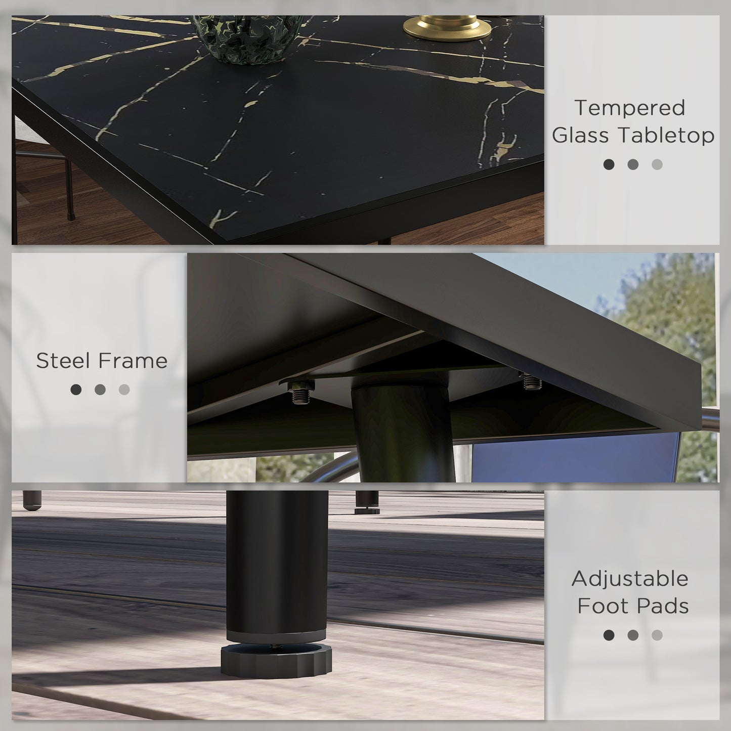 Square Garden Table, Outdoor Dining Table for 4