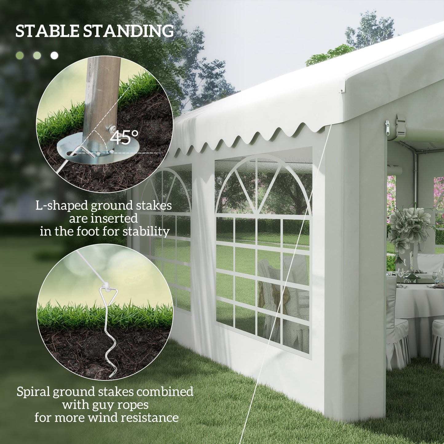 4m x 4m Marquee Party Tent, Heavy Duty Wedding Canopy with Sidewalls