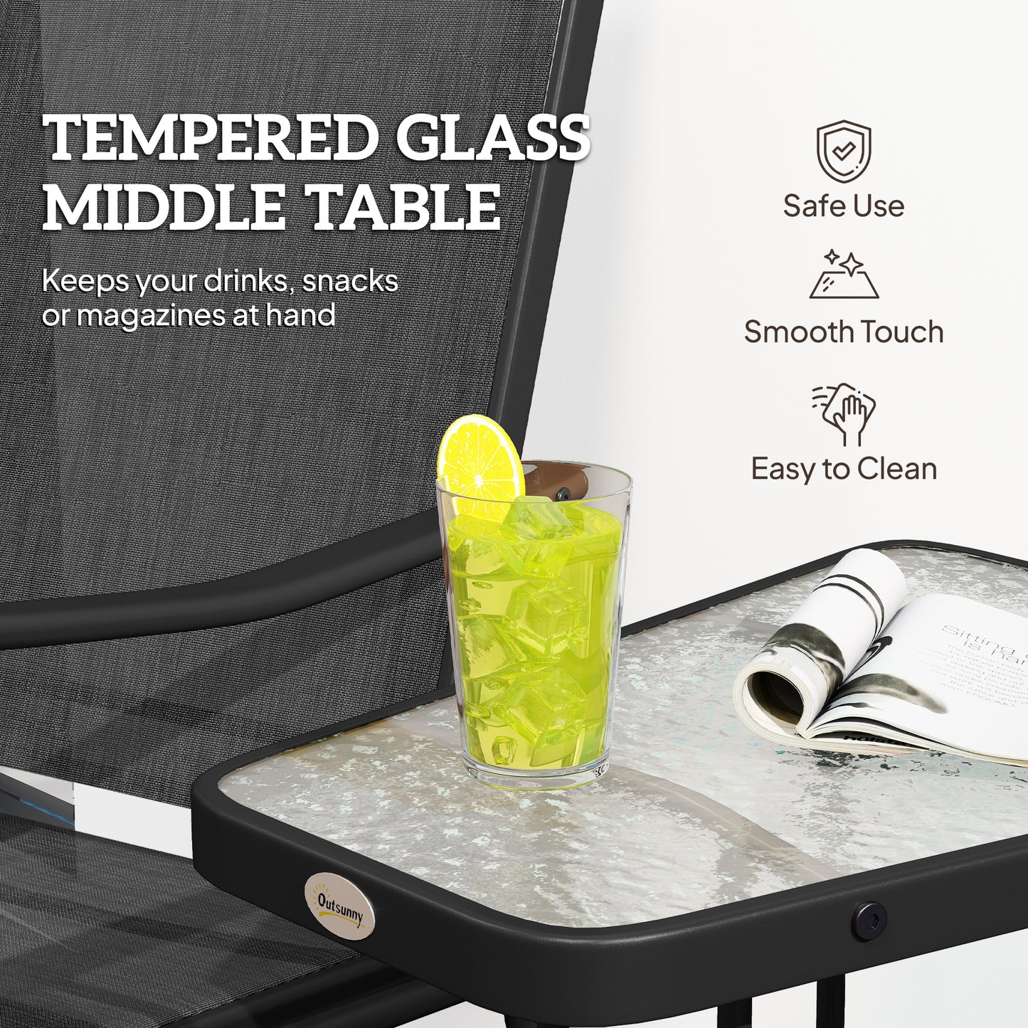 Gliding Jack and Jill Seat, with Glass-Top Table