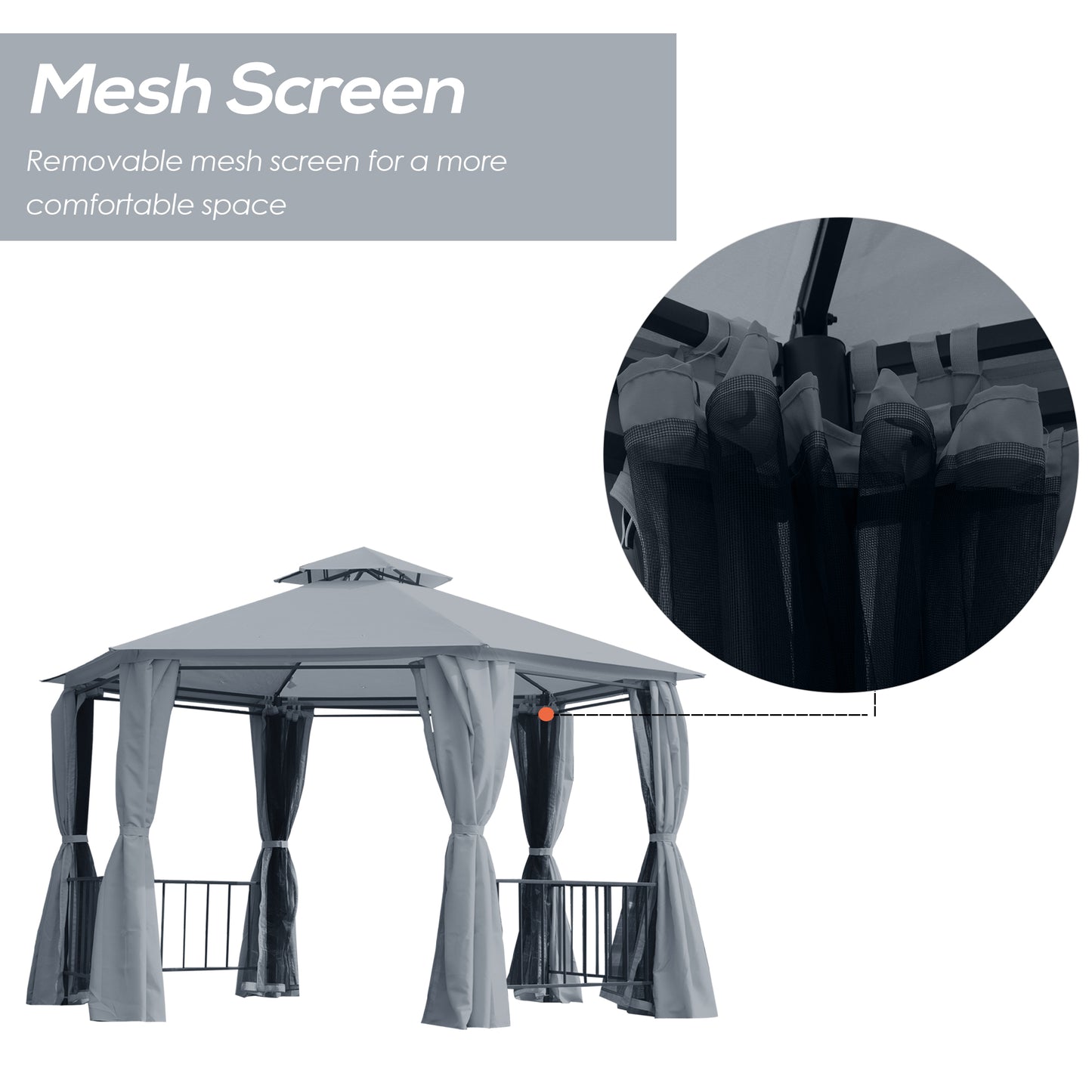 3 x 3(m) Hexagon Gazebo Patio Canopy Party Tent Outdoor Garden