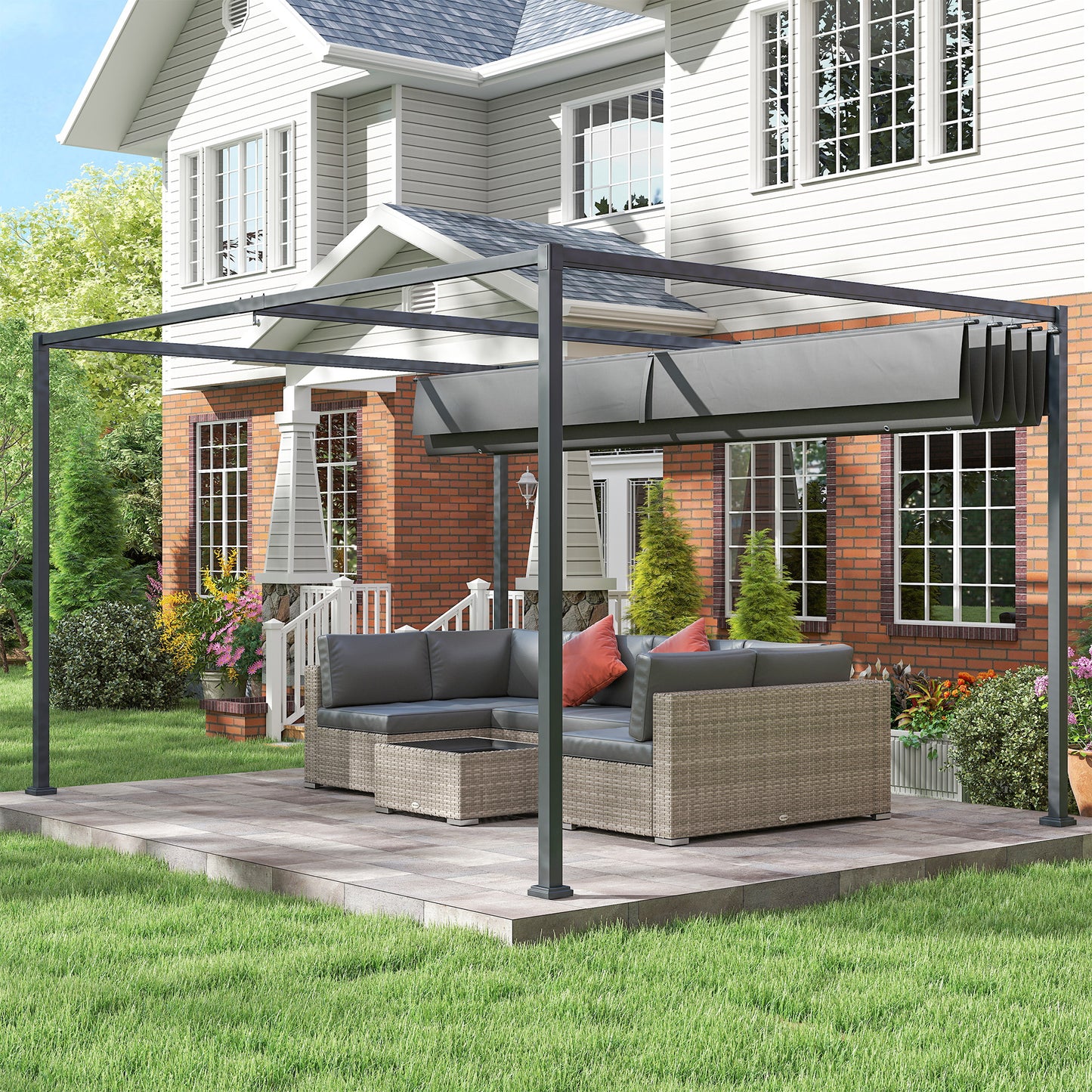 4 x 3(m) Metal Outdoor Pergola with Retractable Roof