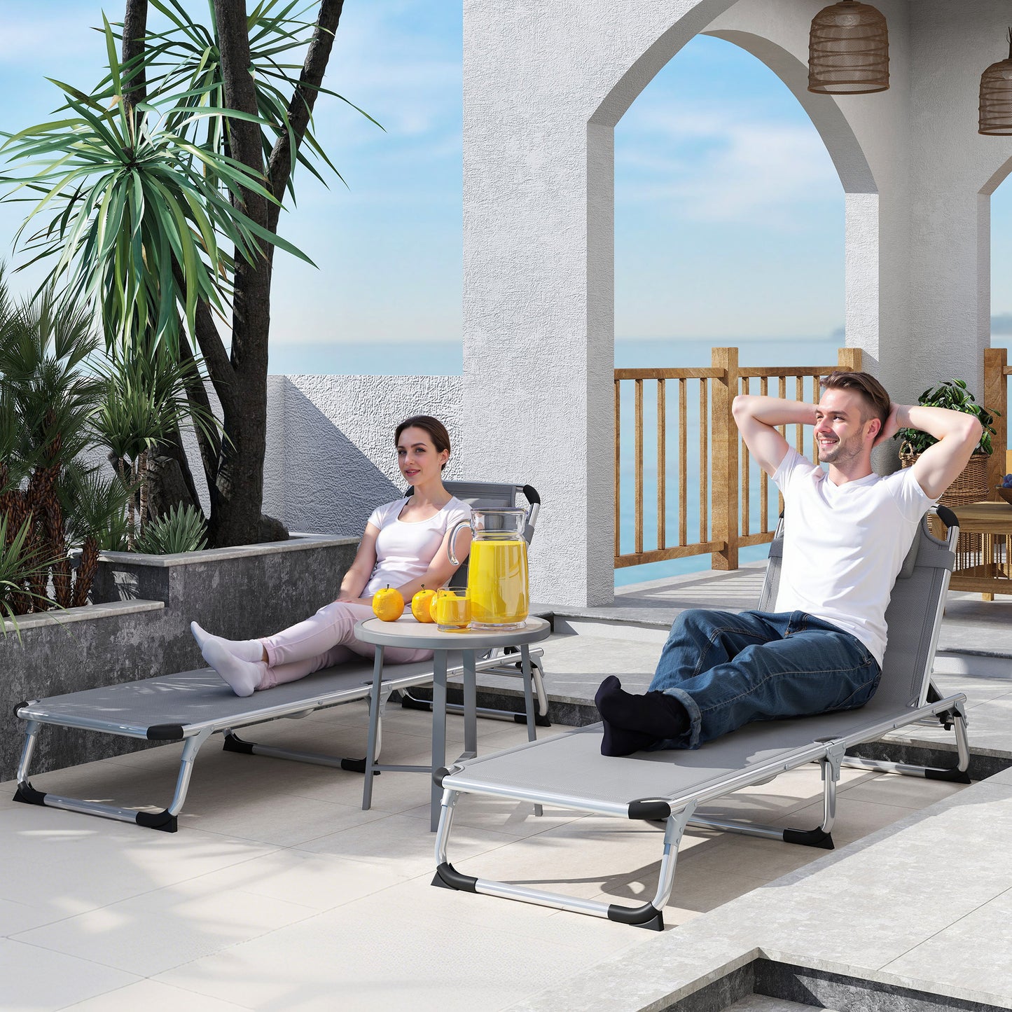 Foldable Outdoor Sun Lounger Set of 2