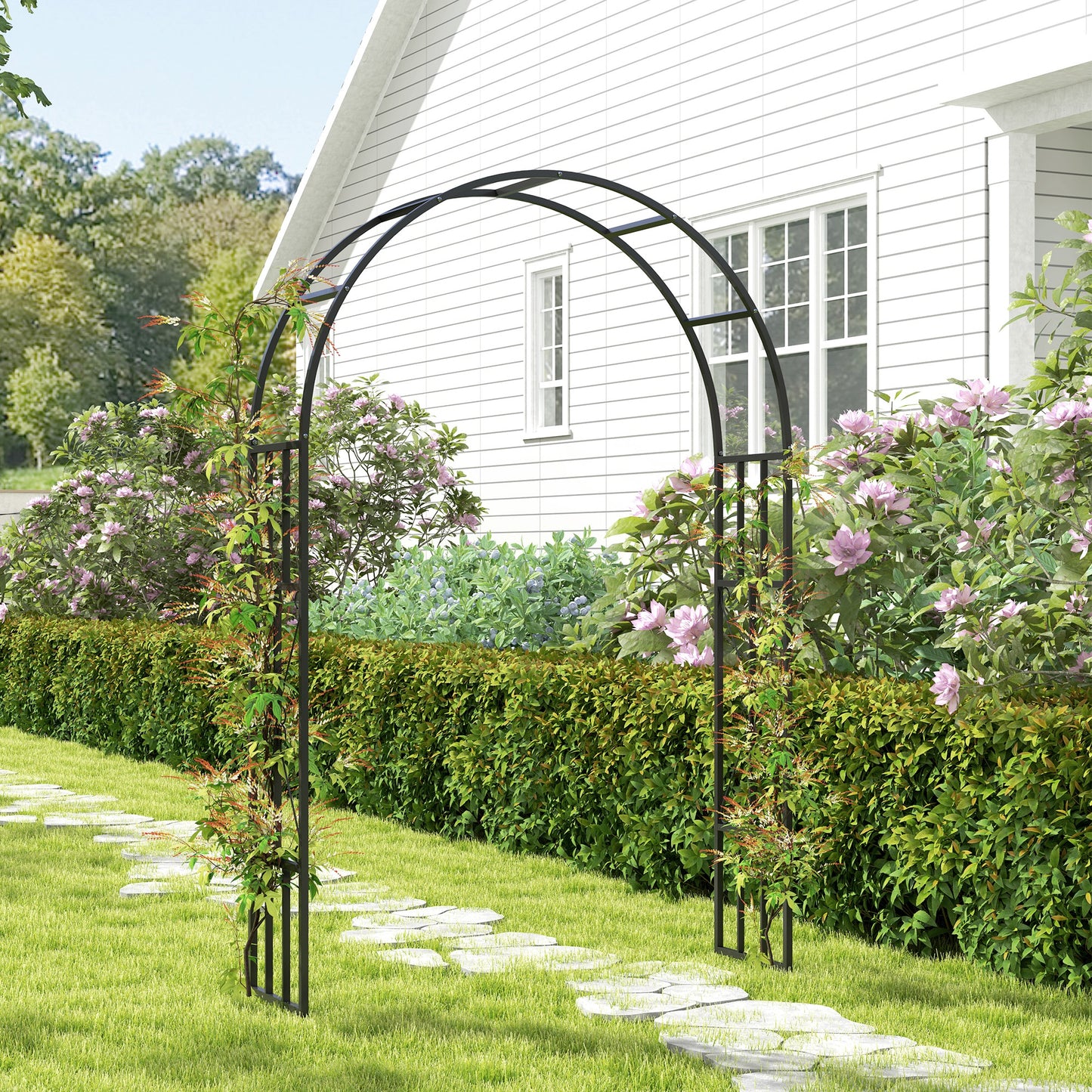 Steel Garden Arch, 2.2m High x 1.5m Wide Metal Garden Trellis