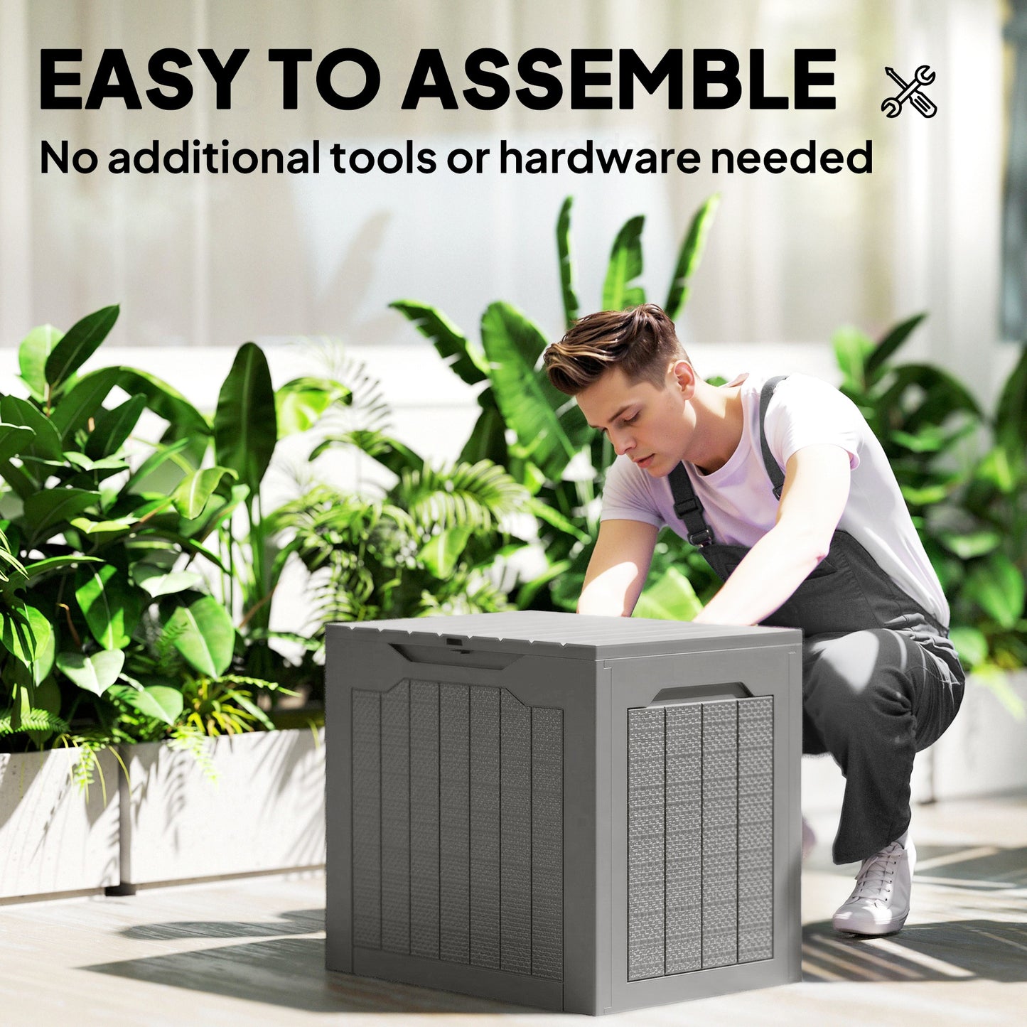93L Plastic Garden Storage Box, Outdoor Storage Box with Handles