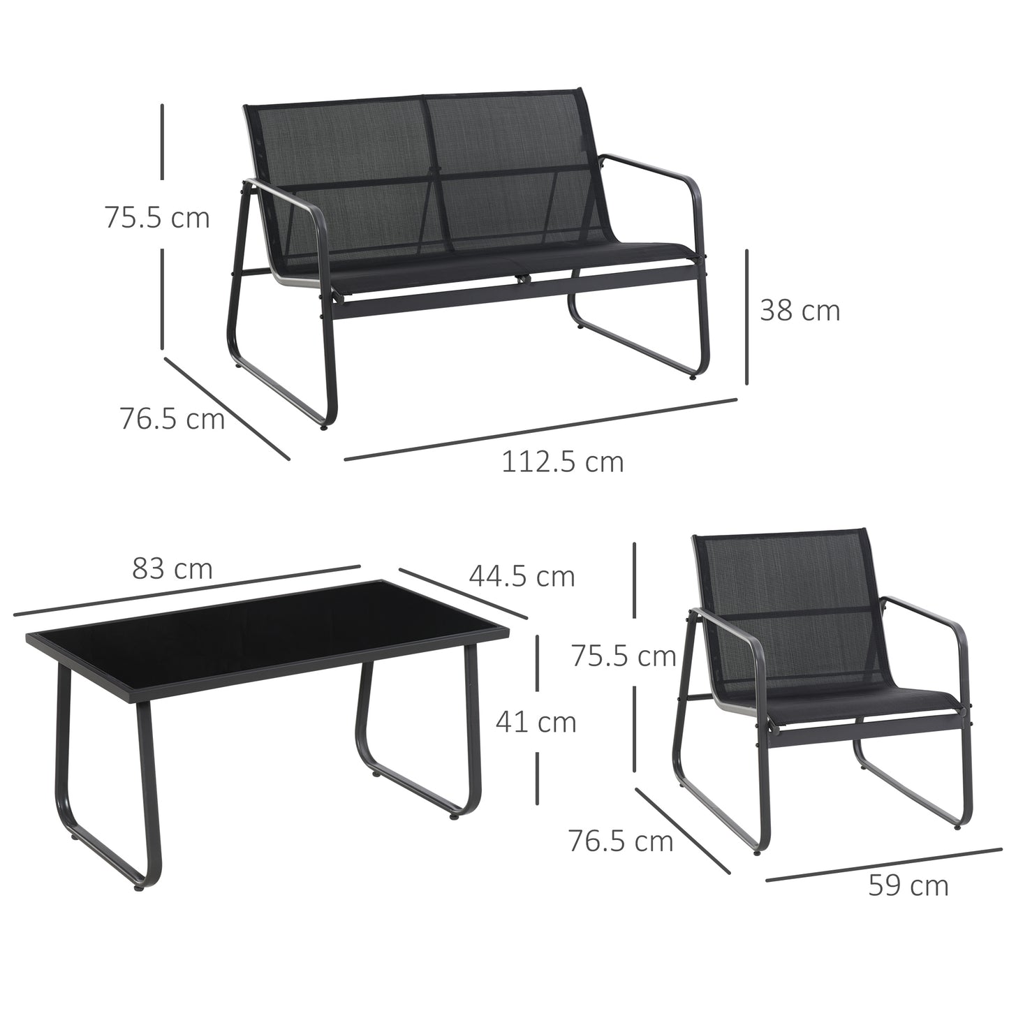 Four-Piece Minimalistic Garden Sofa Set