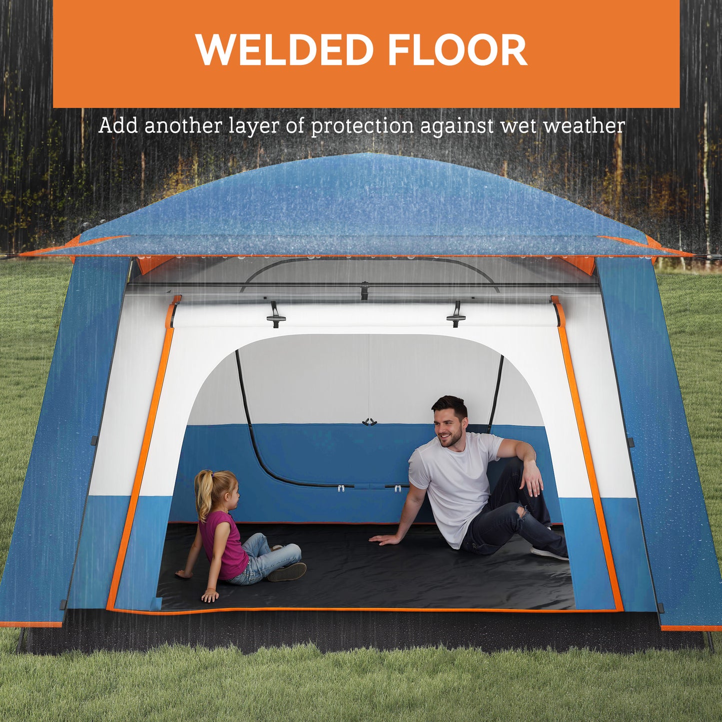 5 Man Camping Tent, Double Layer Tunnel Tent with Porch