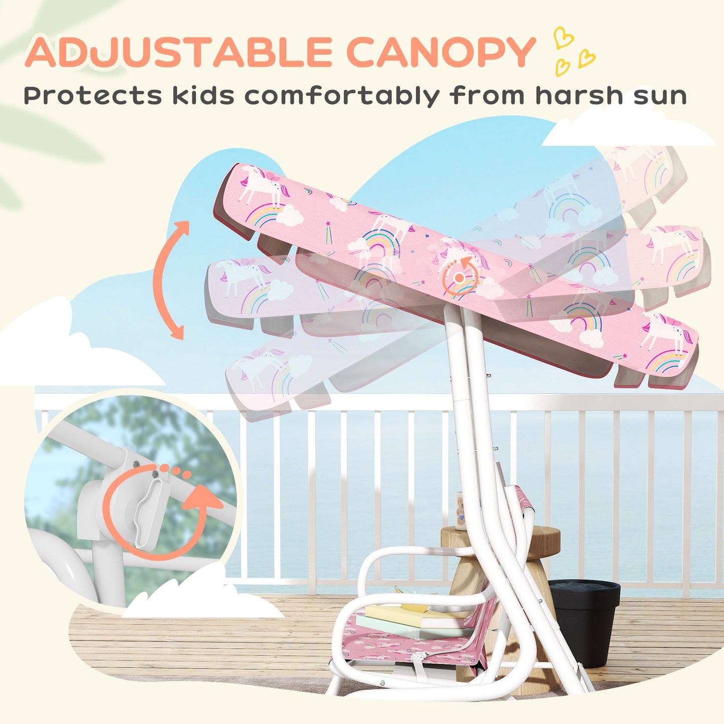 Kids Porch Swing, 2-Seater Patio Swing Bench Hammock with Seat Belts