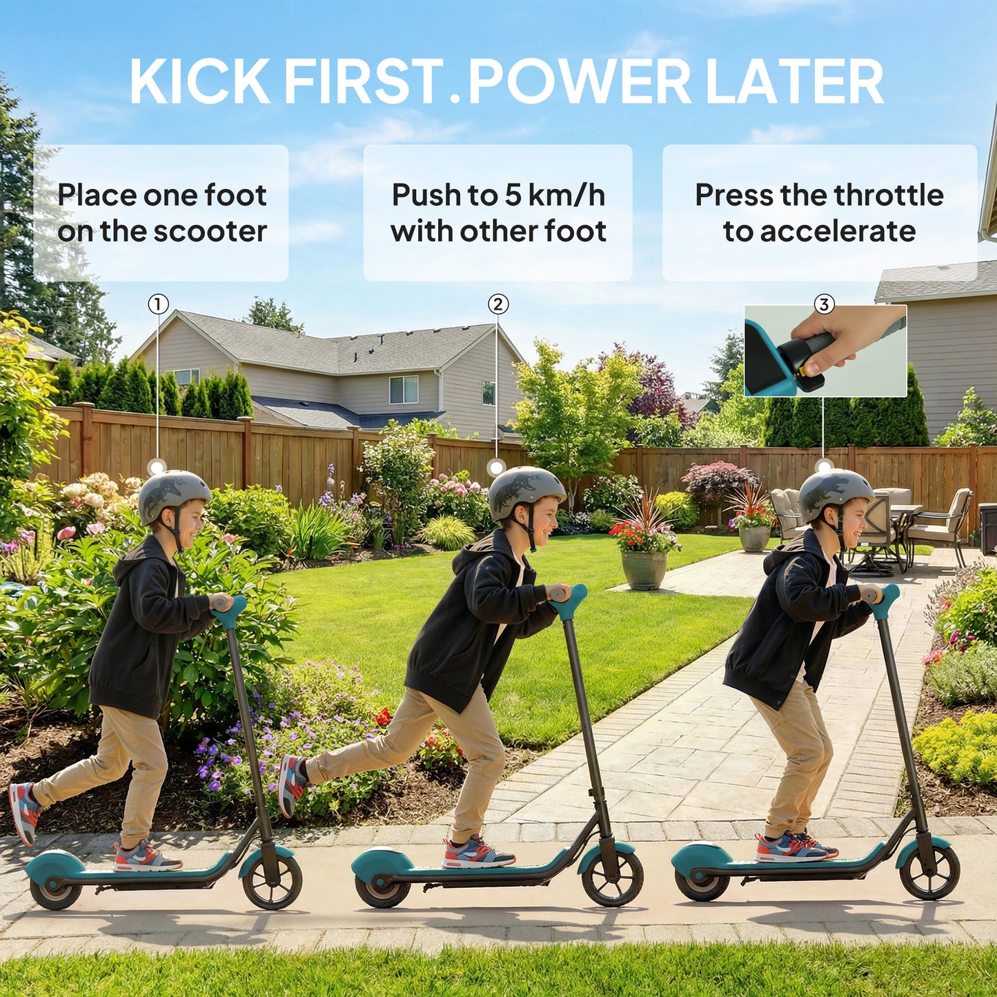 Electric Scooter for Kids, with LED Display