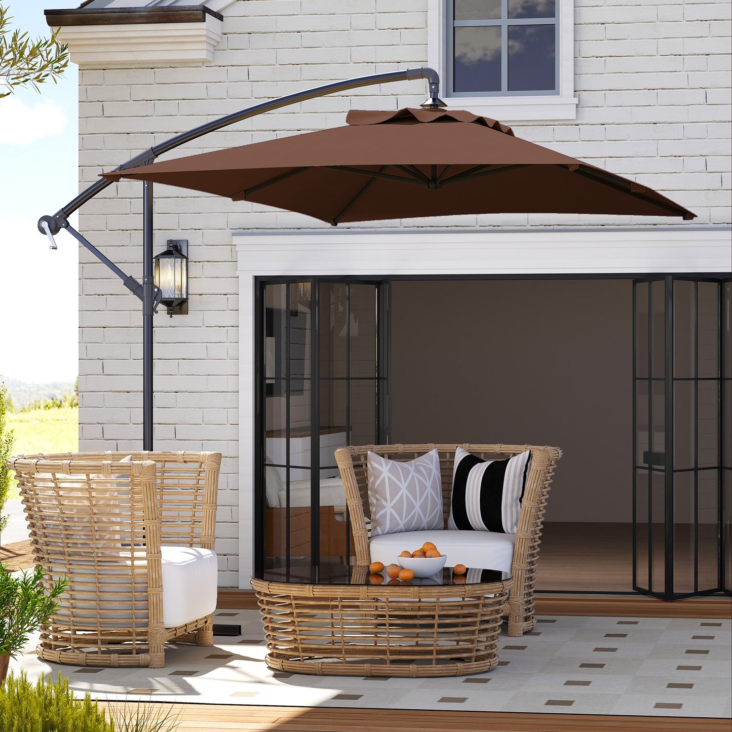3m Square Canopy Cantilever Parasol, with Cross Base
