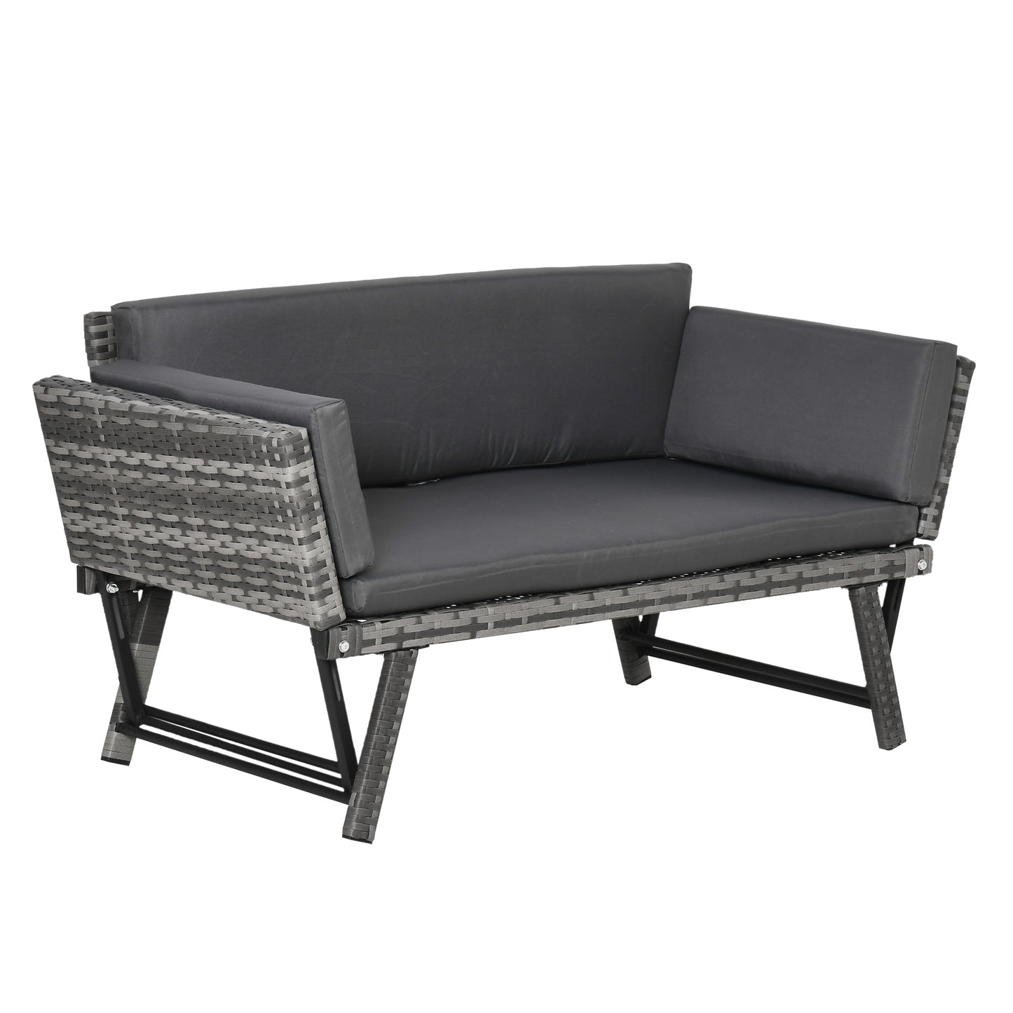2 Seater Rattan Sofa with Cushions