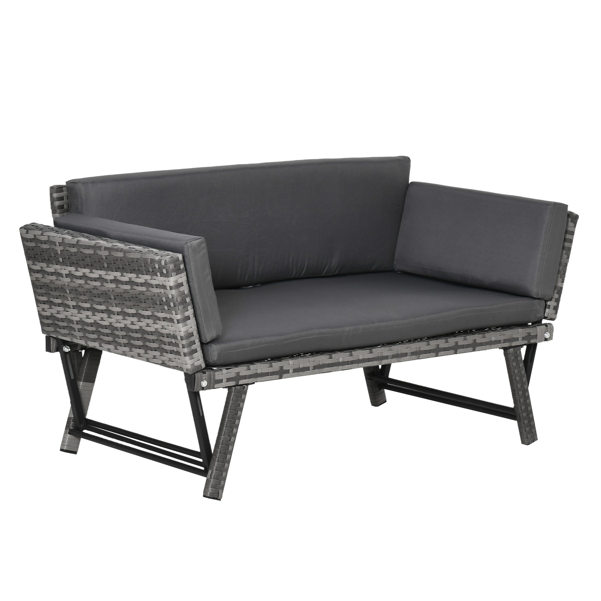 2 Seater Rattan Sofa with Cushions
