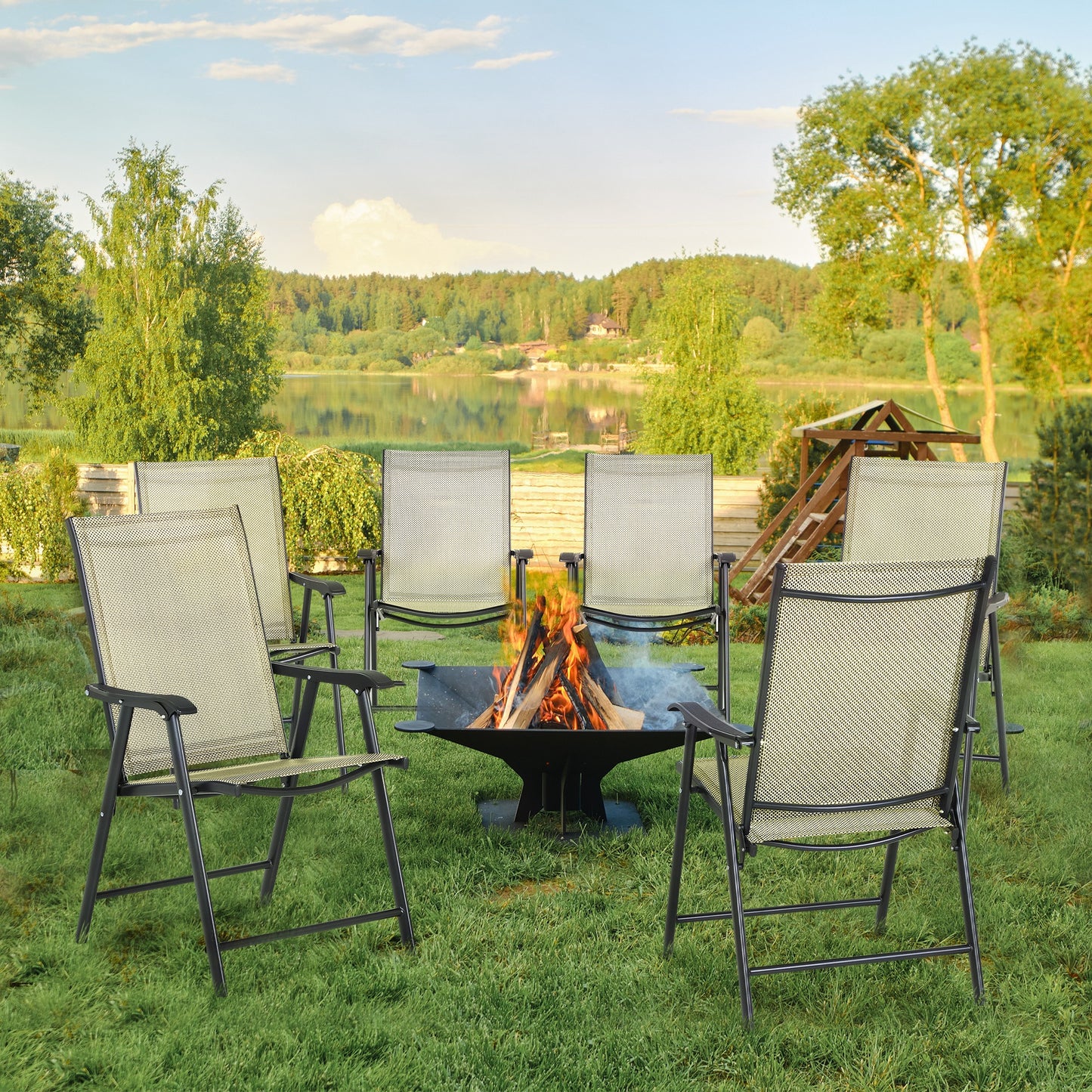 Set of Six Folding Garden Chairs
