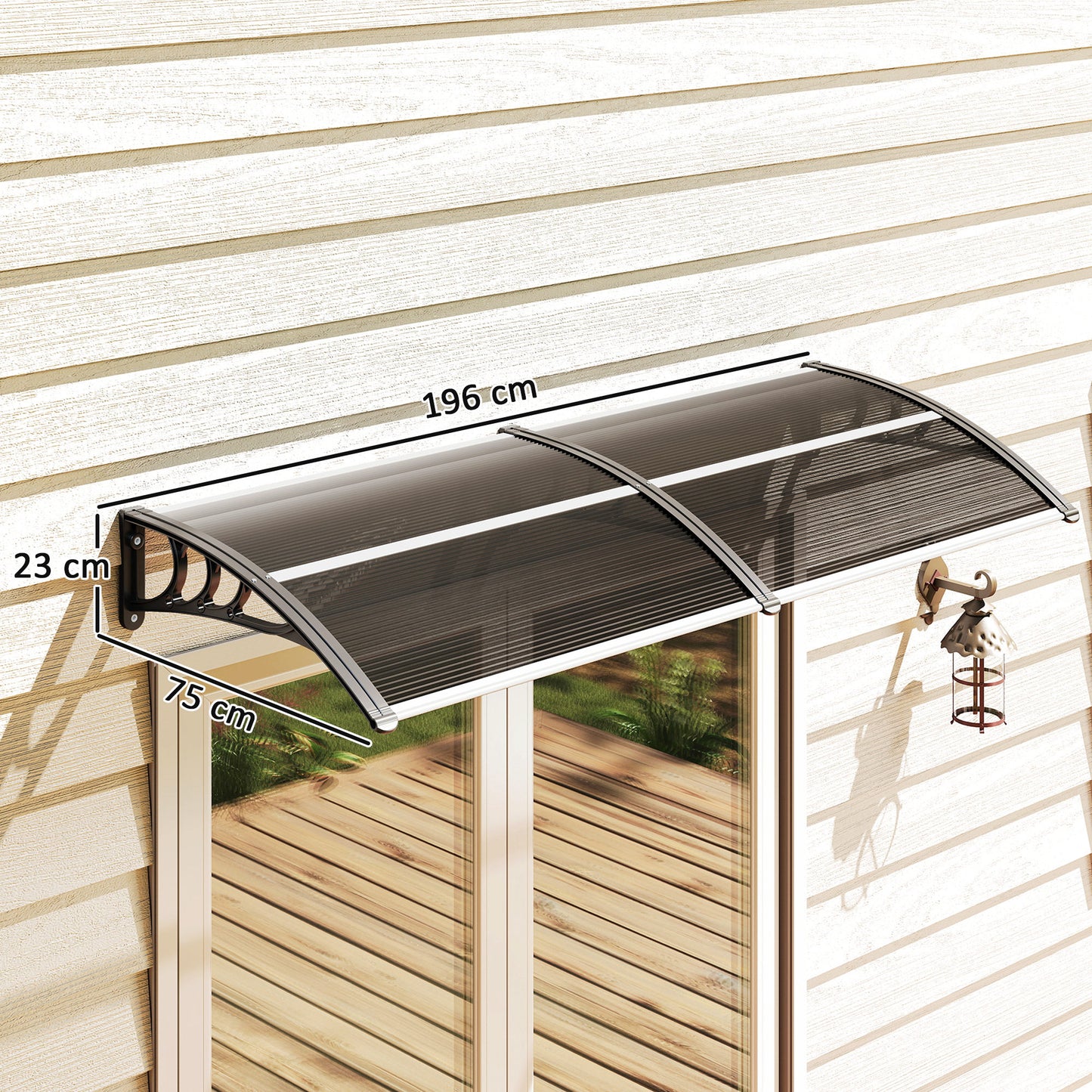 Front Door Canopy Outdoor Awning Aluminium Rigid Plastic (1)