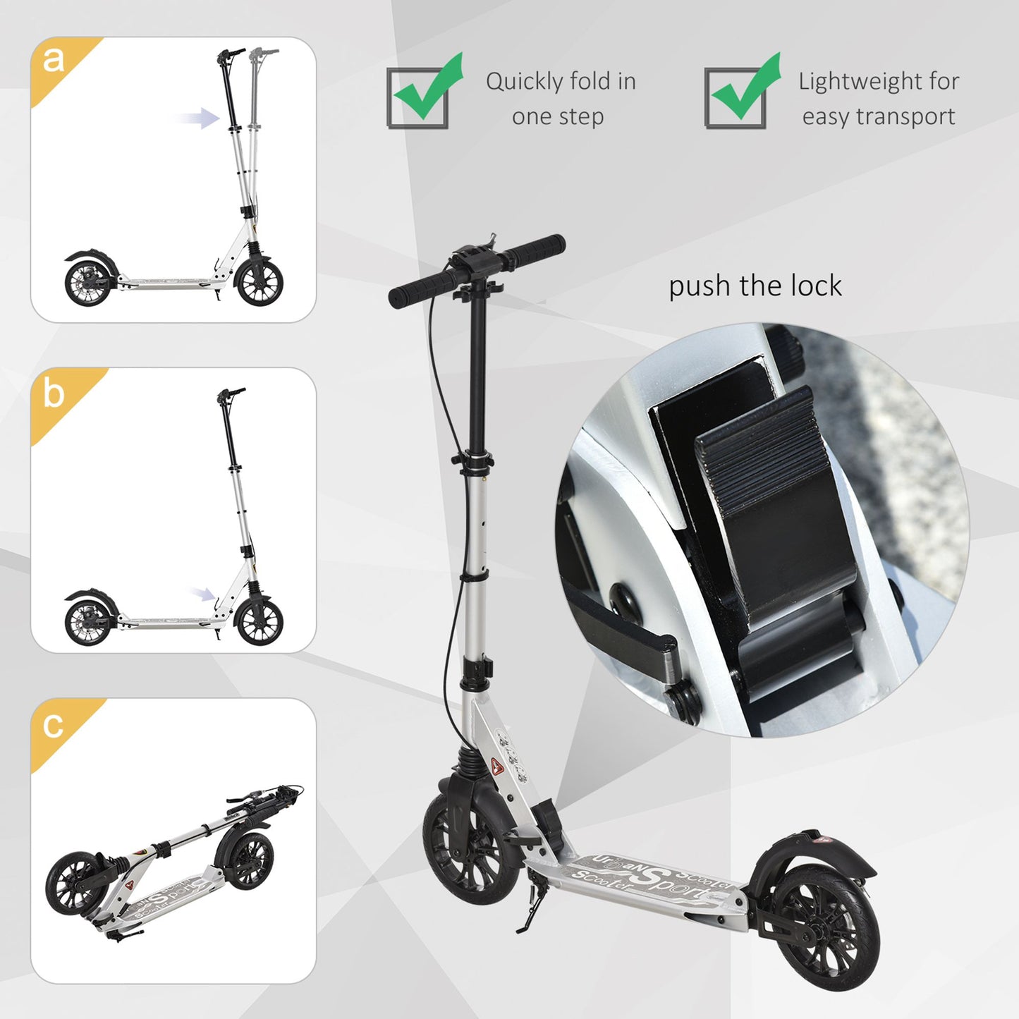 Teen/Adults Aluminium Folding Kick Scooter w/ Shock Mitigation System