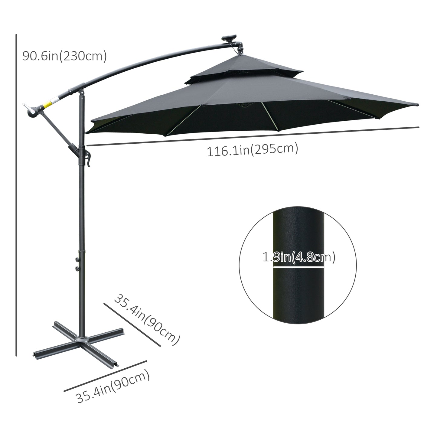 3(m) Cantilever Banana Parasol Hanging Umbrella