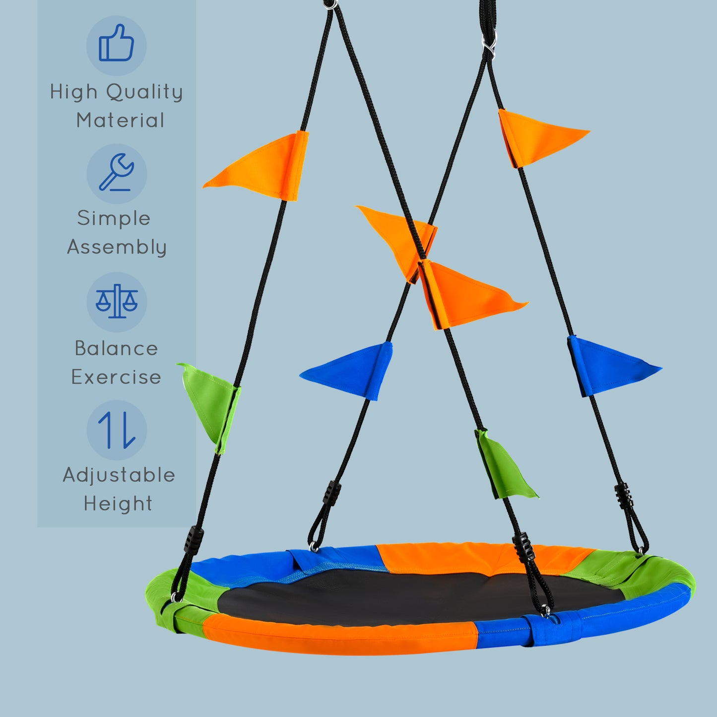 Kid Nest Swing Seat Saucer Tree Swing 40 Inch/100cm Adjustable Rope
