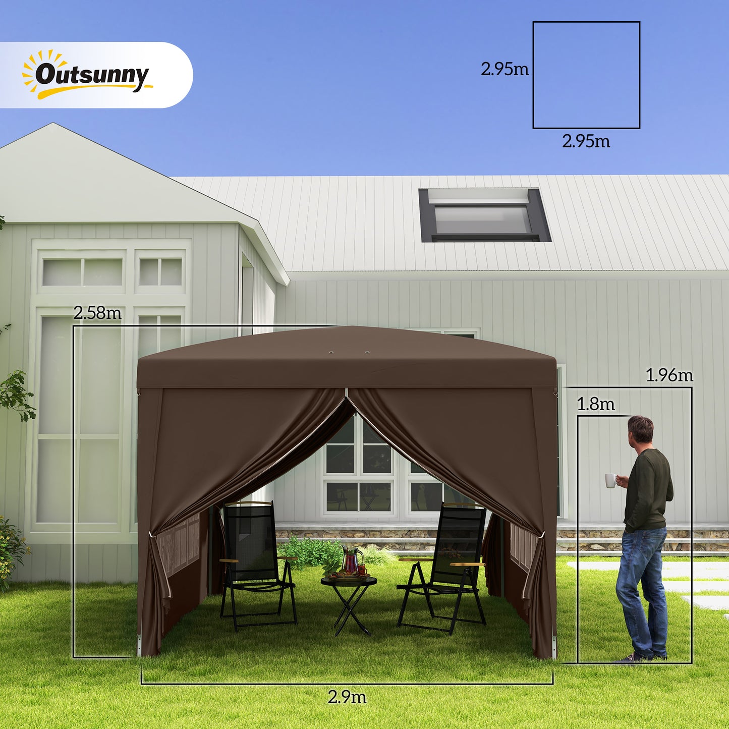 3 x 3 m Pop Up Gazebo, Wedding Party Canopy Tent Marquee