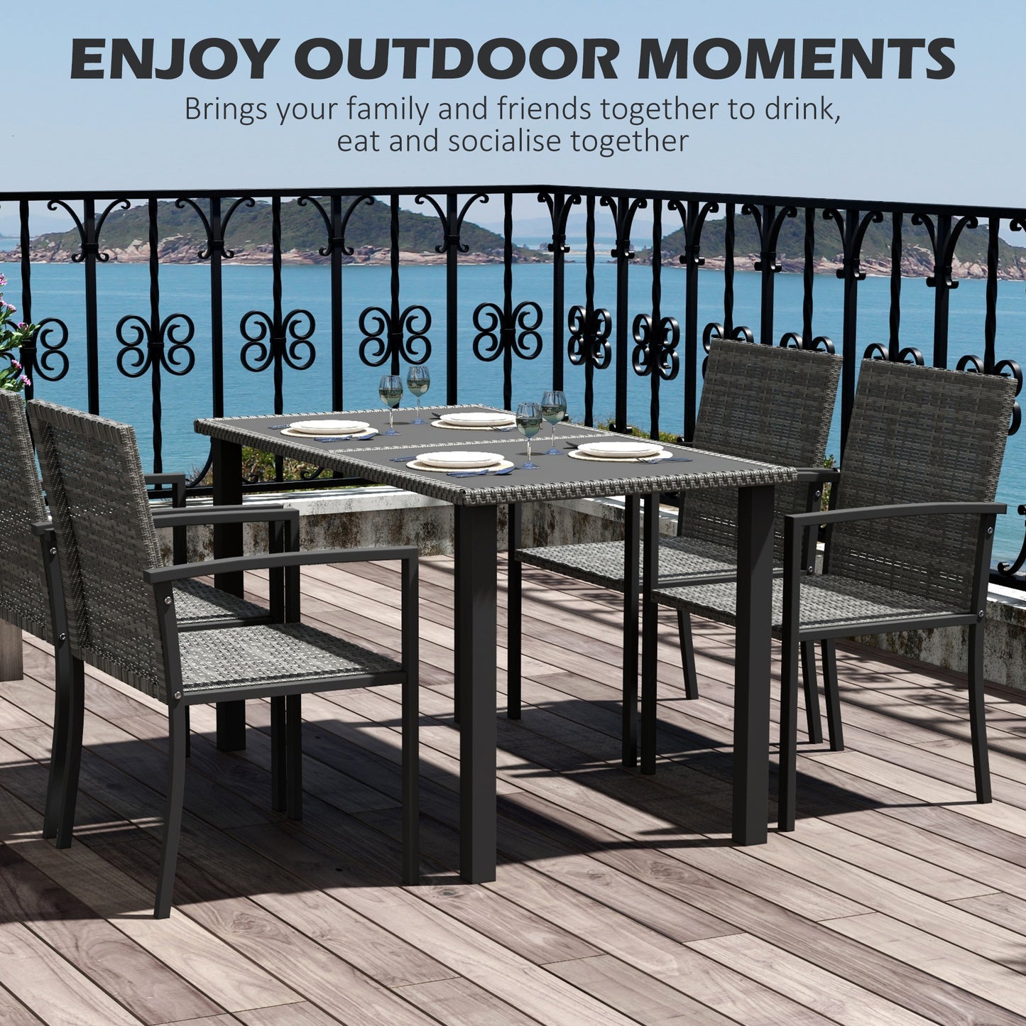 Outdoor Dining Set 5 Pieces Patio Conservatory