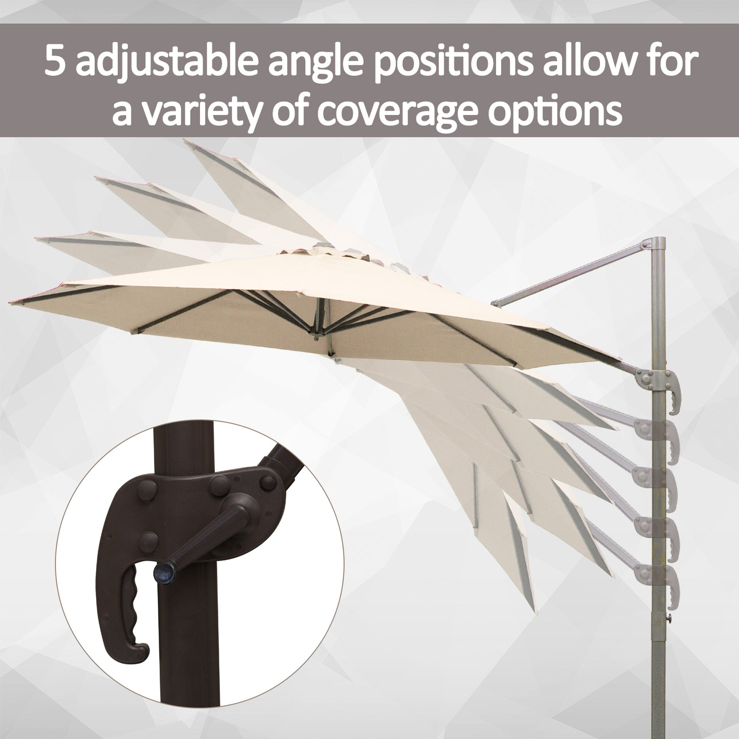 3M Banana Parasol Hanging Cantilever Umbrella W/ Cross Base Hand
