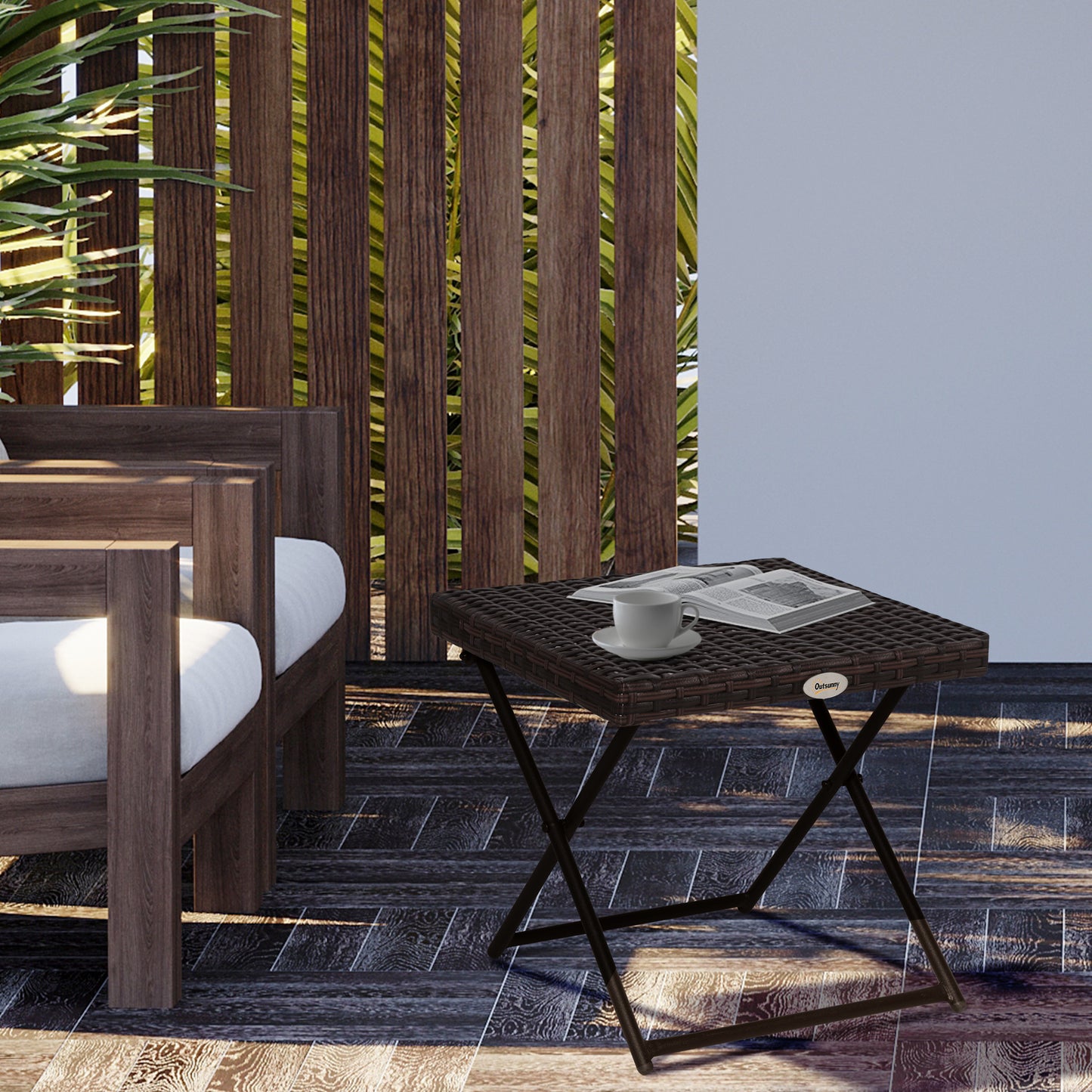 Folding Rattan Garden Coffee Table