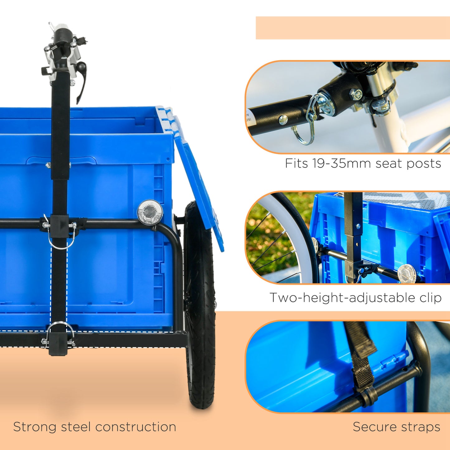 Steel Trailer for Bike, Bicycle Cargo Trailer
