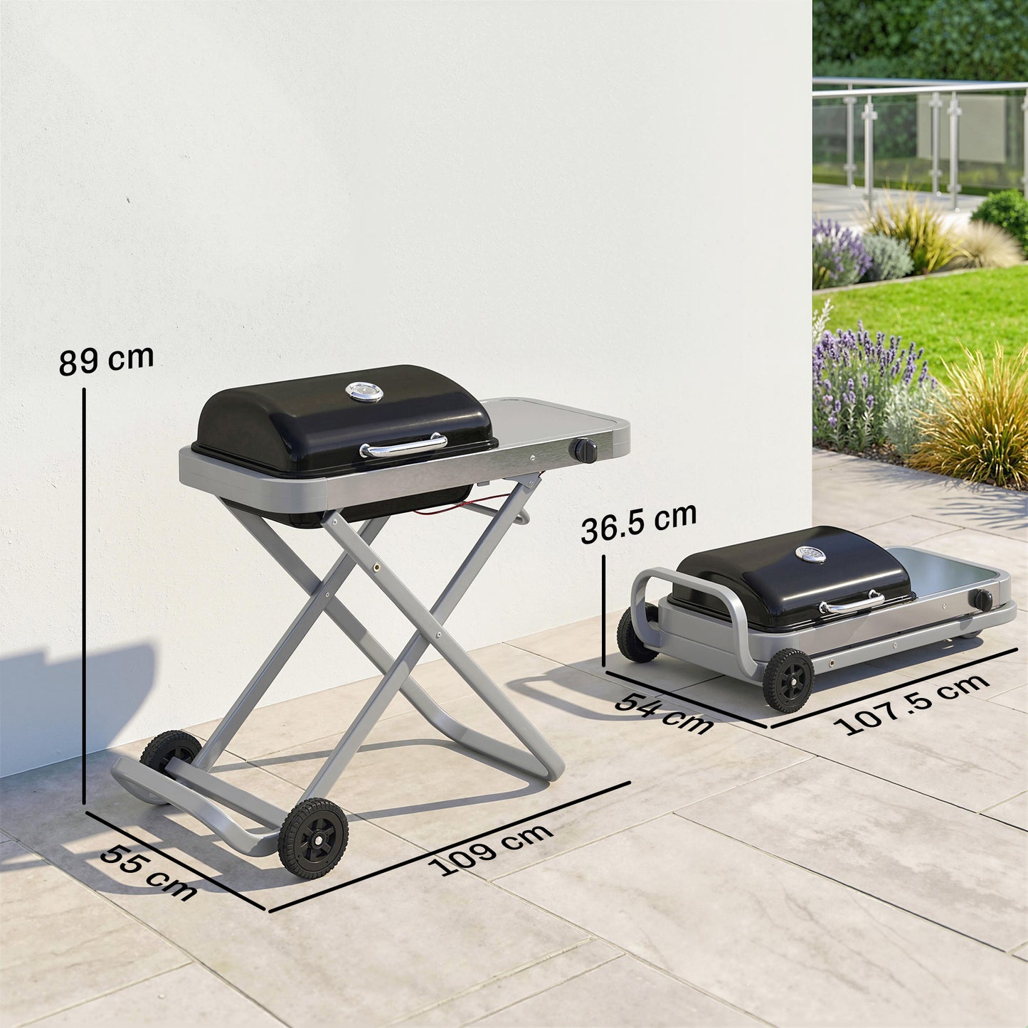 Foldable Gas BBQ Grill with Side Table