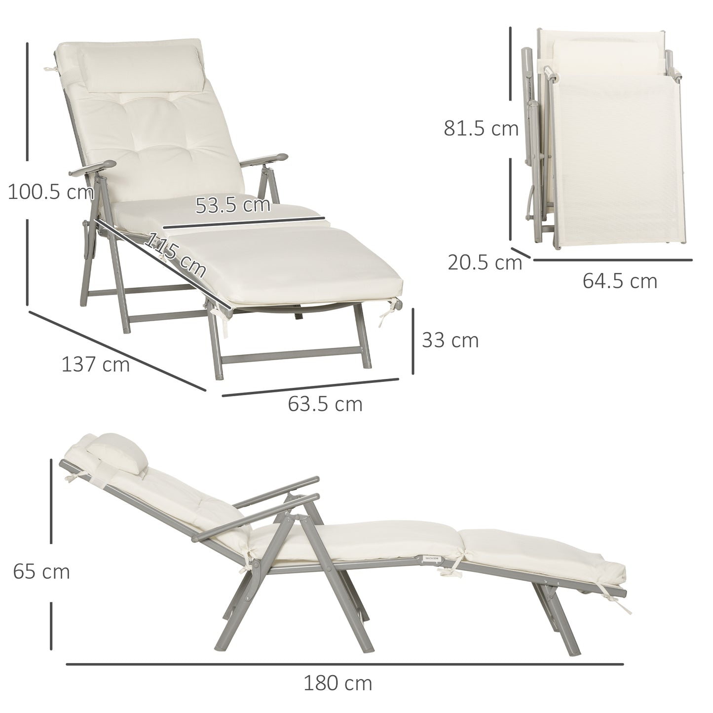 Sun Lounger Steel Frame Outdoor Folding Chaise Texteline Lounge (5)