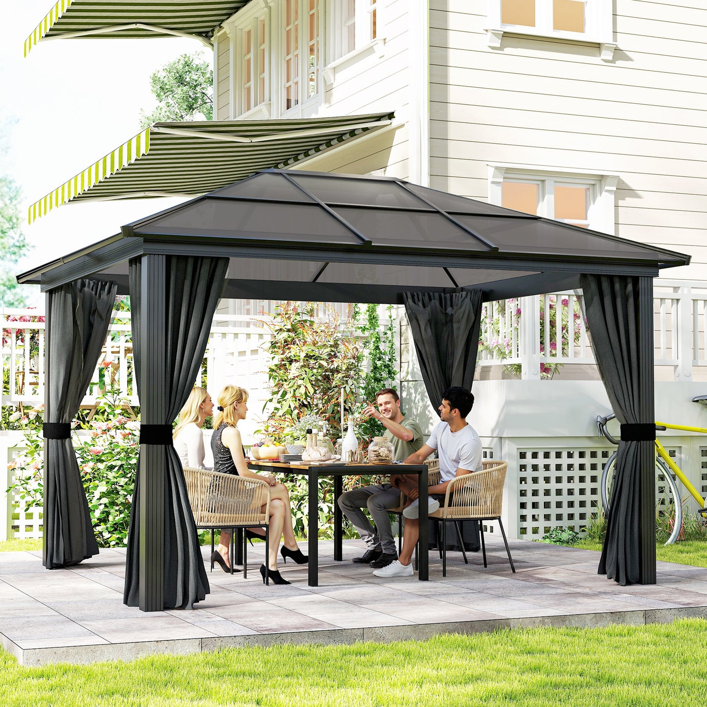 3 x 3.6m Hardtop Gazebo Canopy with Polycarbonate Roof (1)