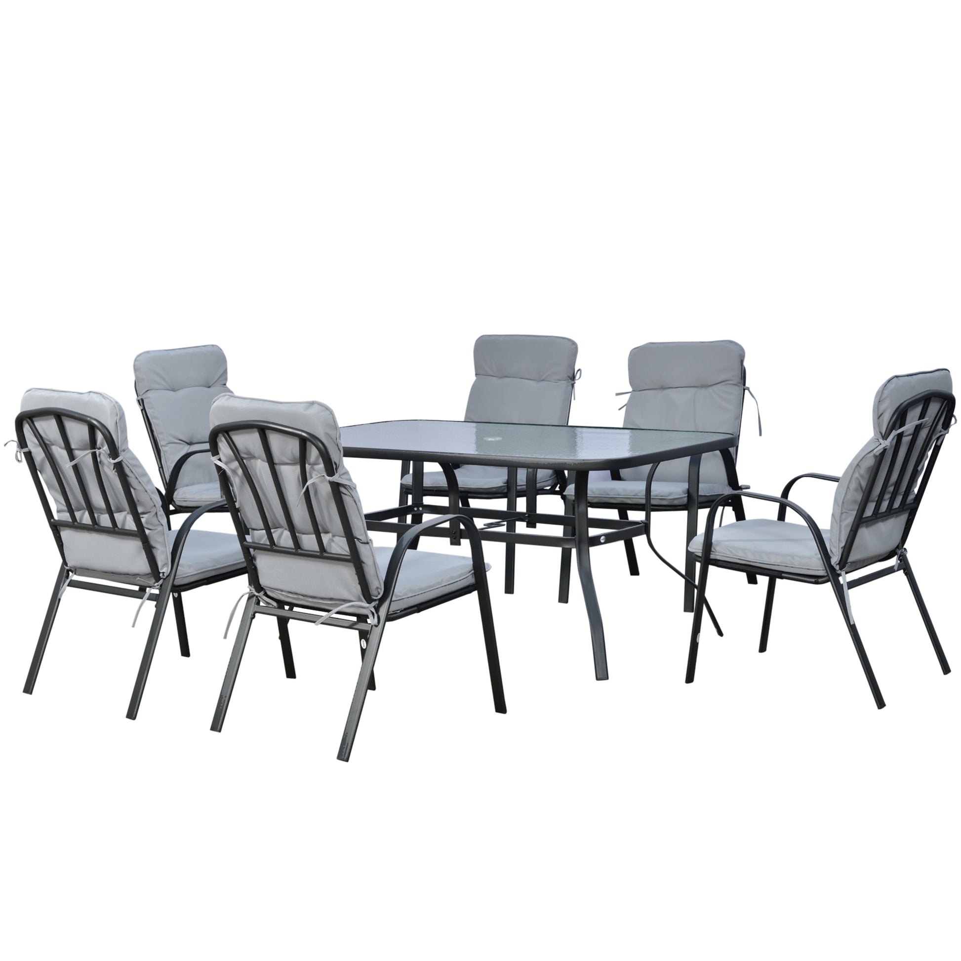 Seven-Piece Garden Dining Set with Cushions