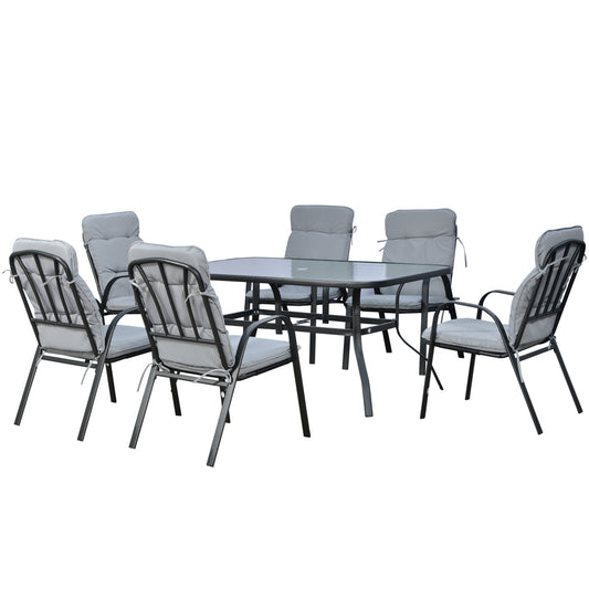 Seven-Piece Garden Dining Set with Cushions