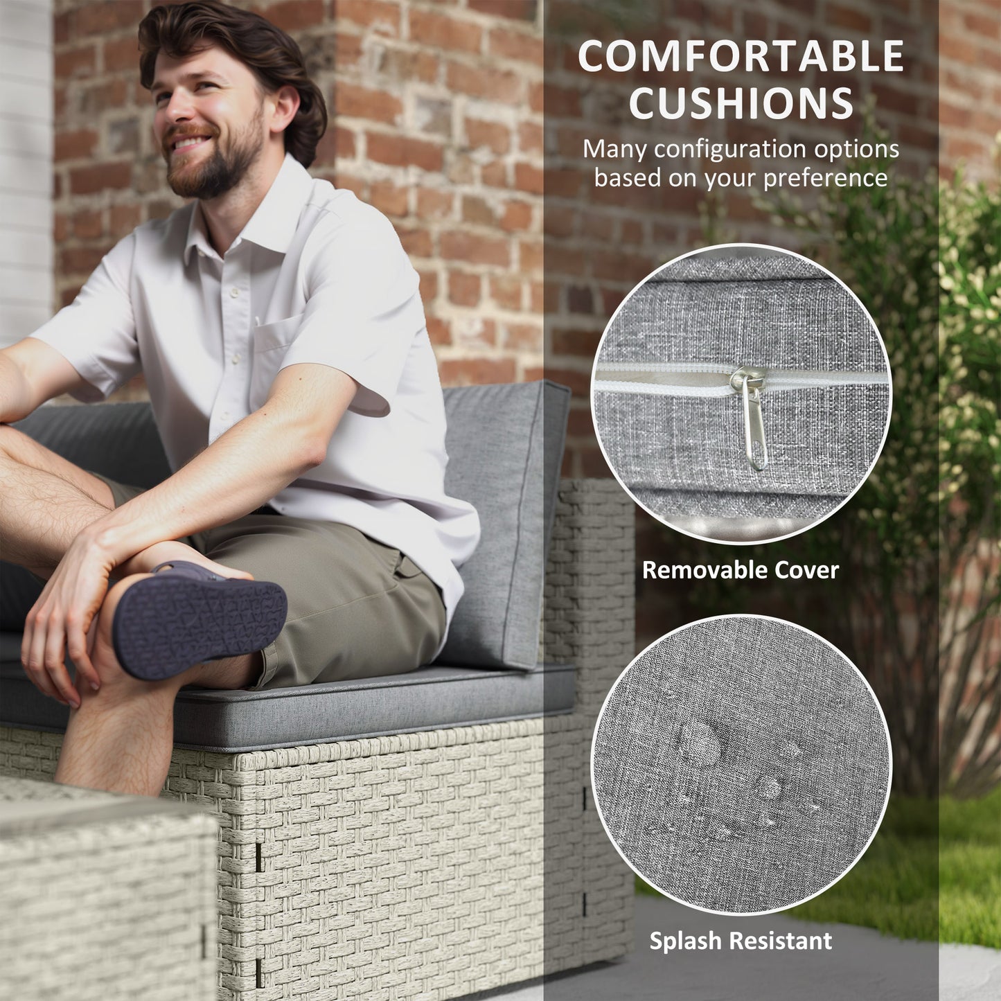 Seven-Piece Modular Rattan Set