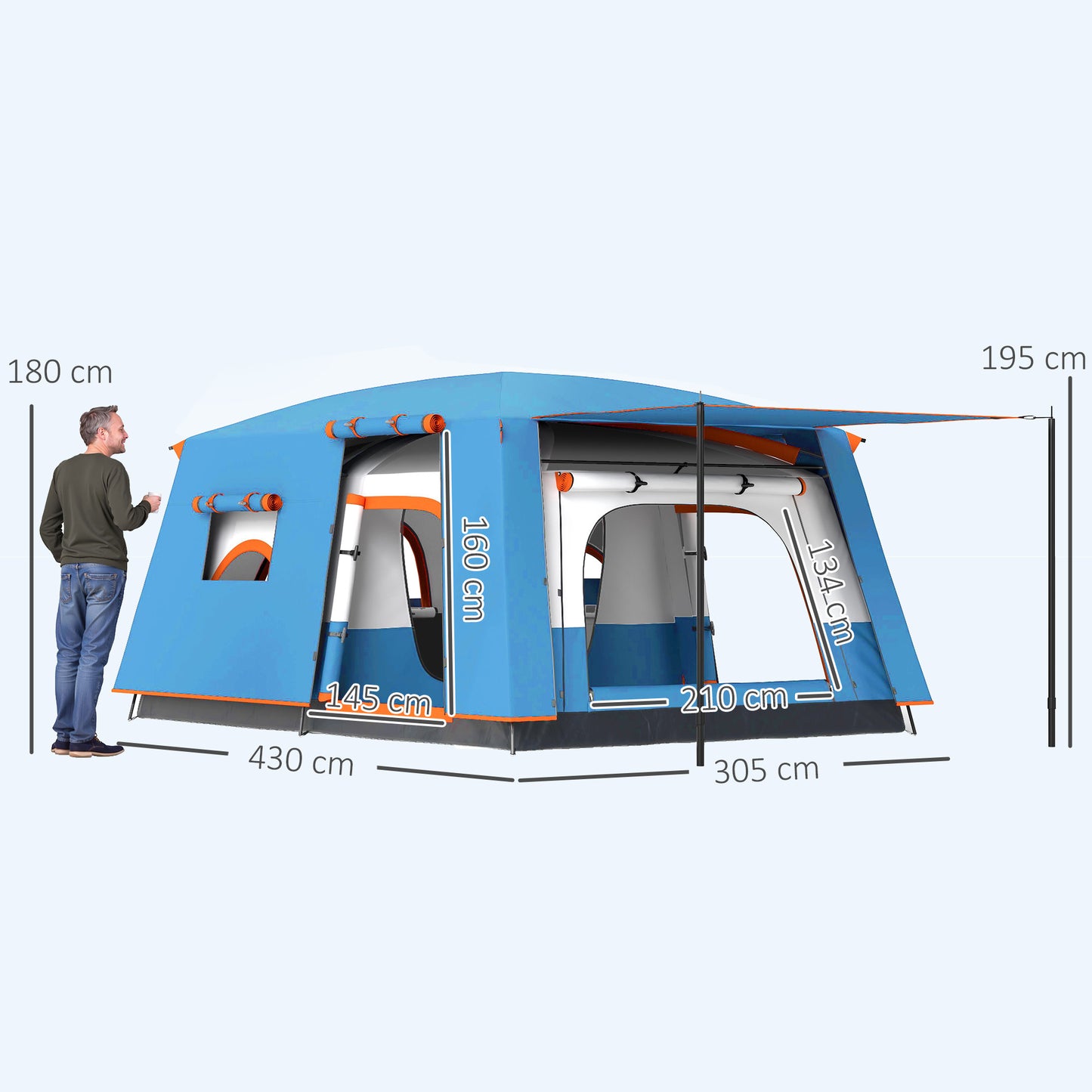 5 Man Camping Tent, Double Layer Tunnel Tent with Porch