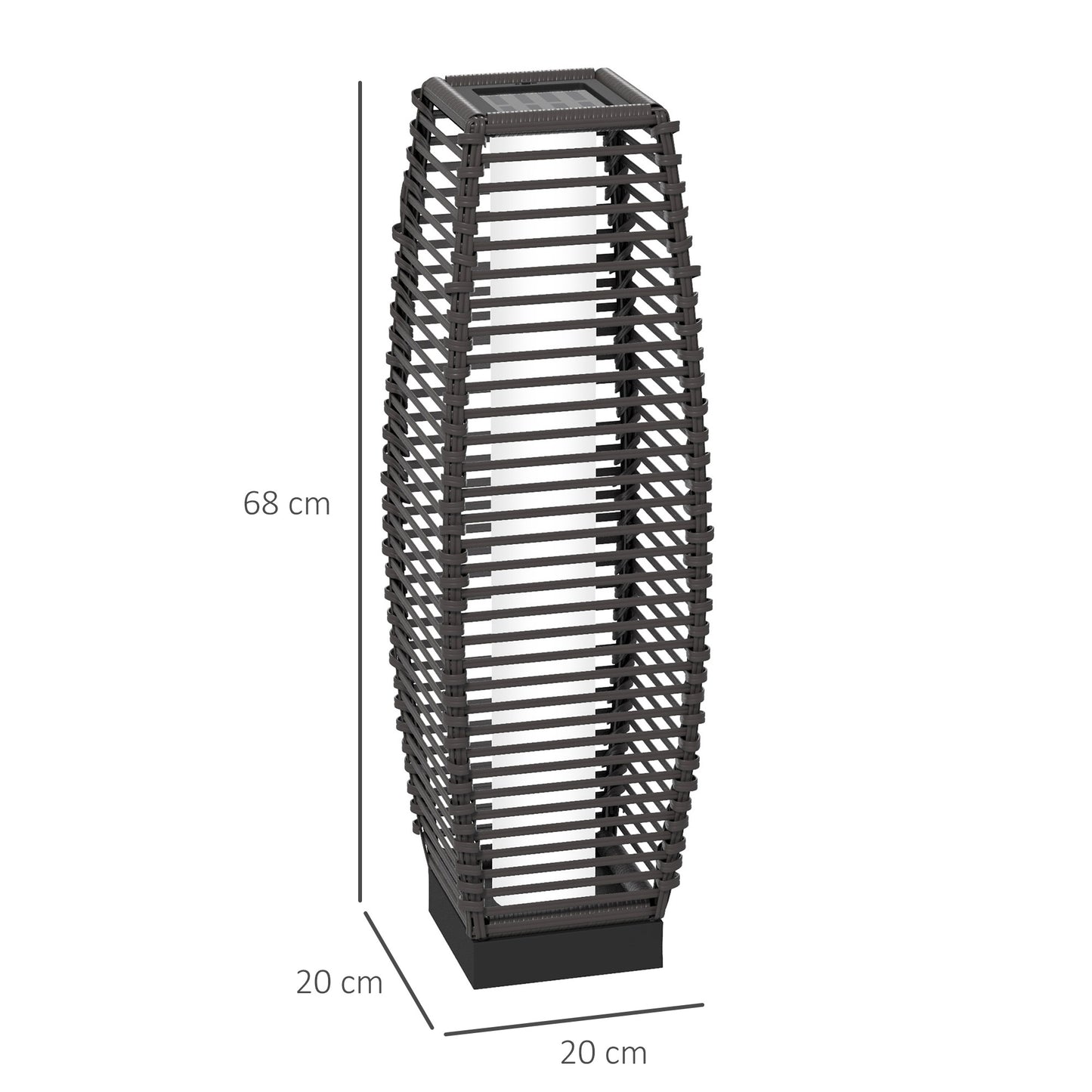 Rattan Solar Floor Lamp,  68cm Tall Outdoor Garden Lantern Pathway