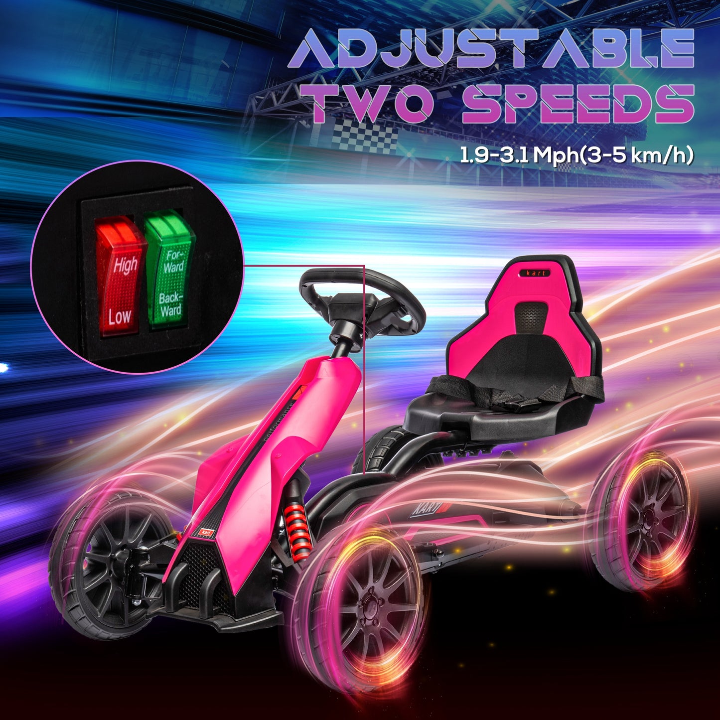 12V Electric Go-Kart for Kids, Ride-On Racing Go-Kart