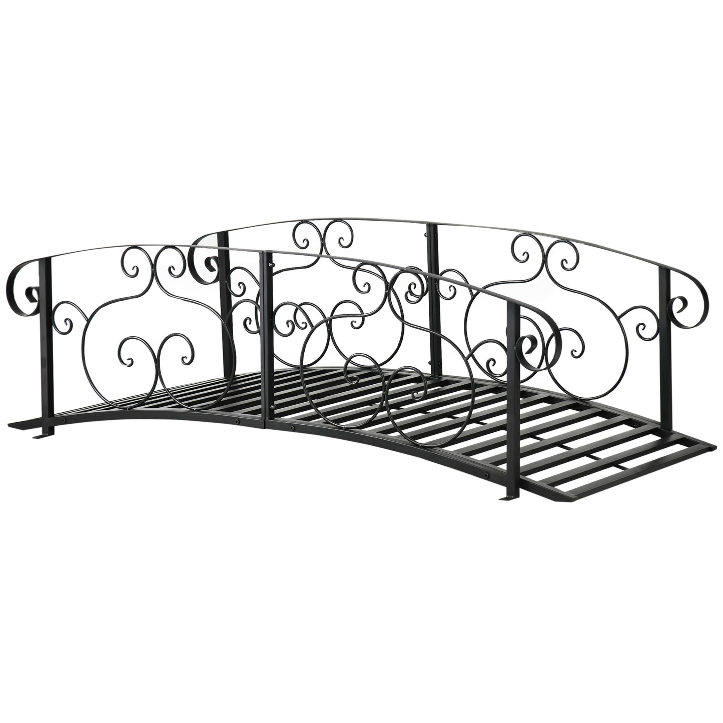 184cm Metal Arch Garden Garden Bridge, Safety Siderails