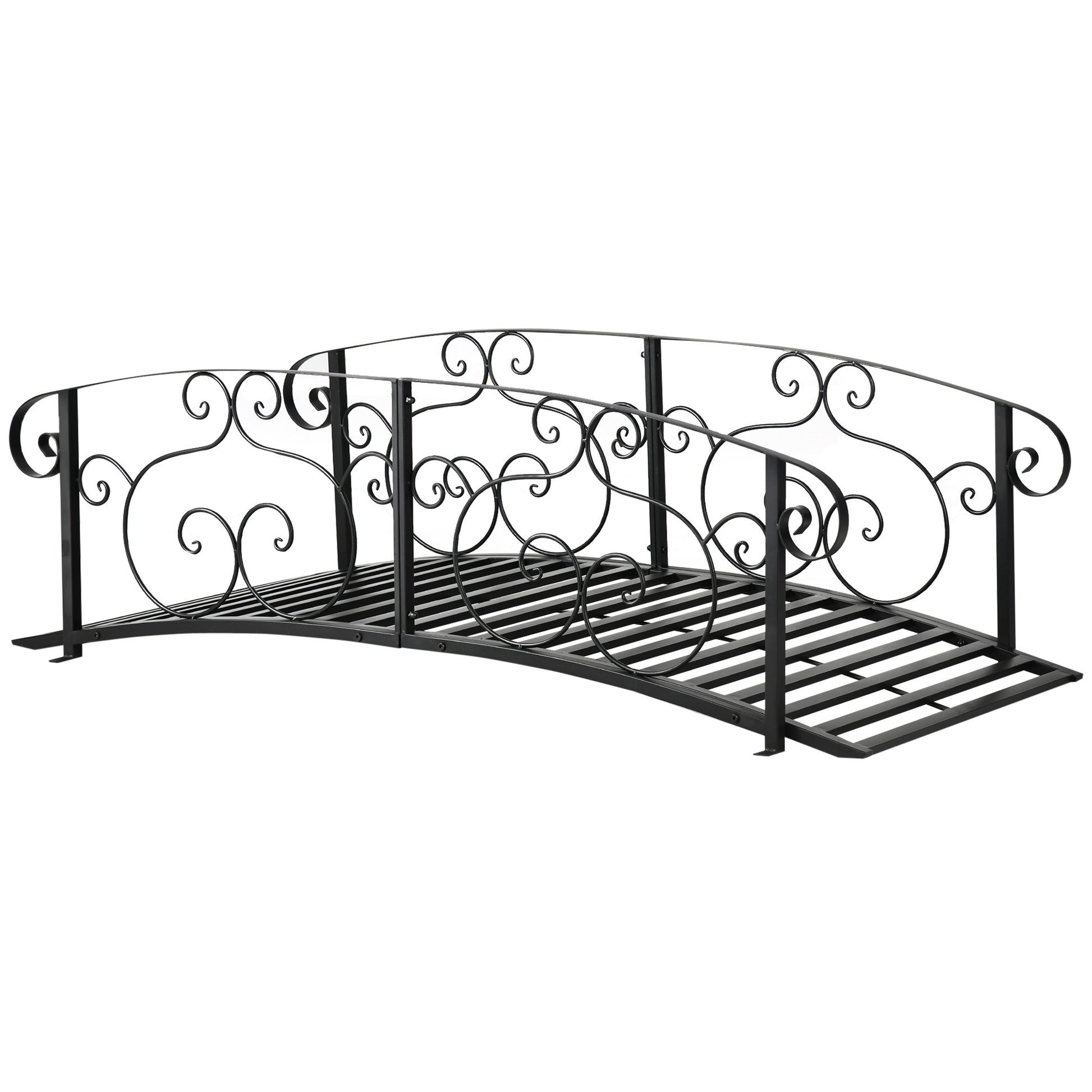 184cm Metal Arch Garden Garden Bridge, Safety Siderails