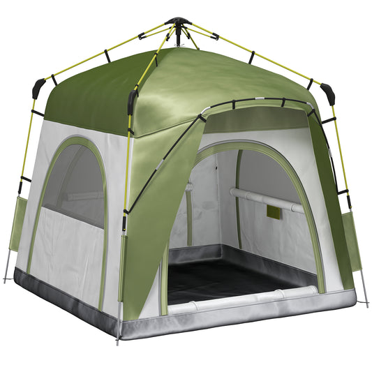 Instant Pop Up Camping Tent, 3 Man Dome Tent with 4 Doors