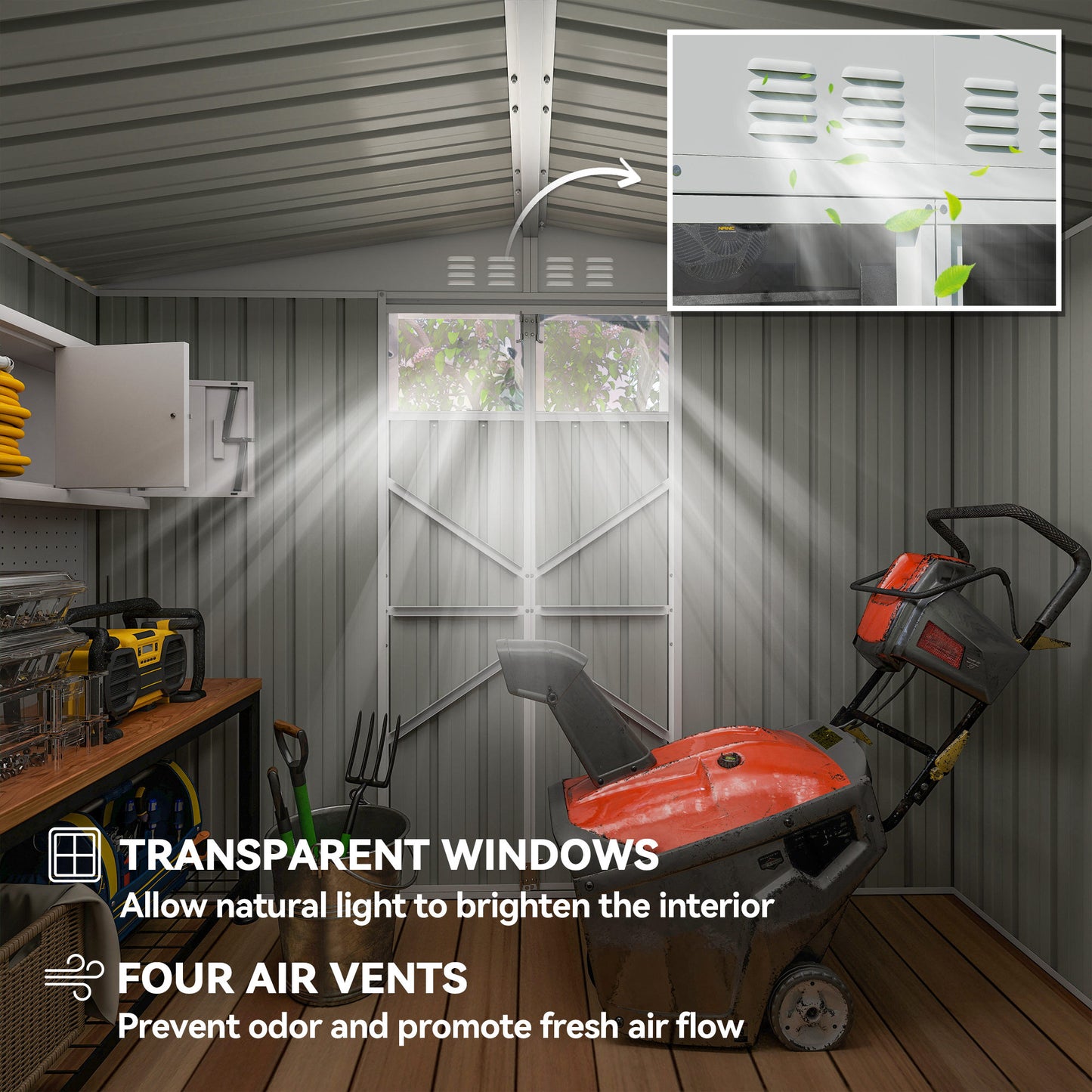 8 x 4 ft Metal Garden Shed, Garden Storage Shed with Window (1)